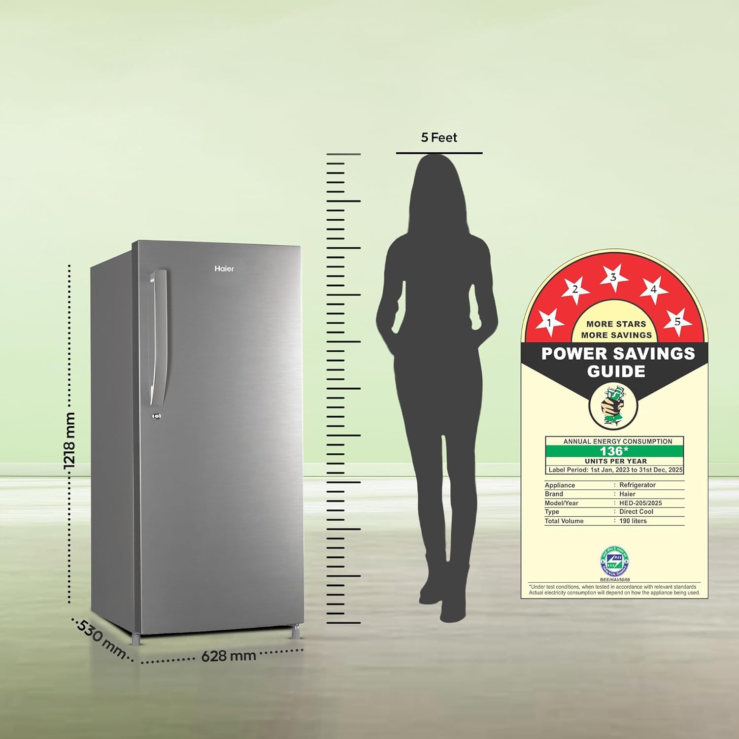 Haier 190 L 5 Star Direct Cool Single Door Refrigerator with