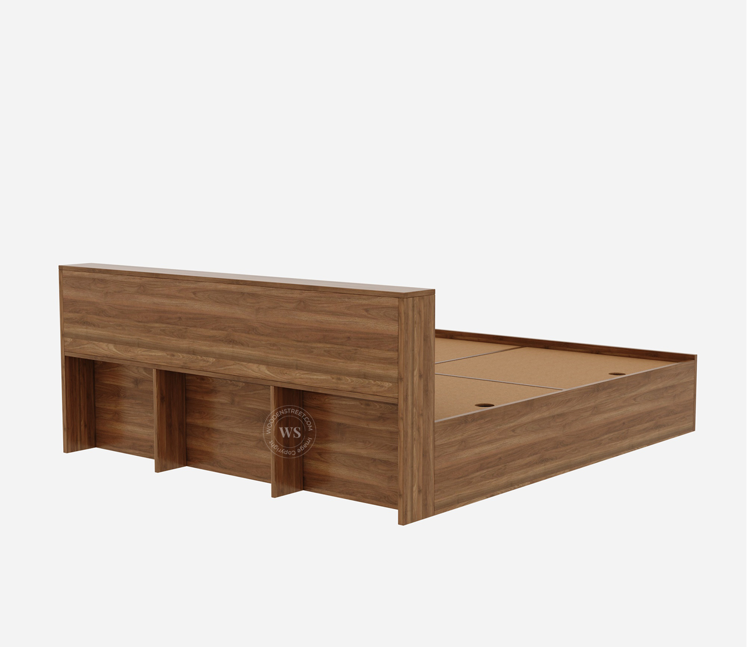 Orka Home Barriss Bed with Box Storage King Size (Columbian Walnut Finish) view 4
