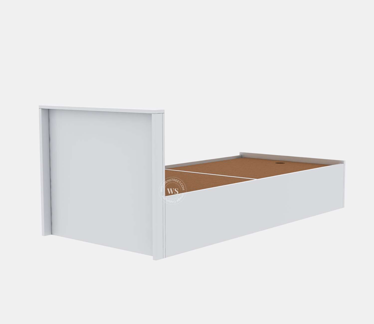 Clemency Single Bed with Box Storage (Frosty White Finish)