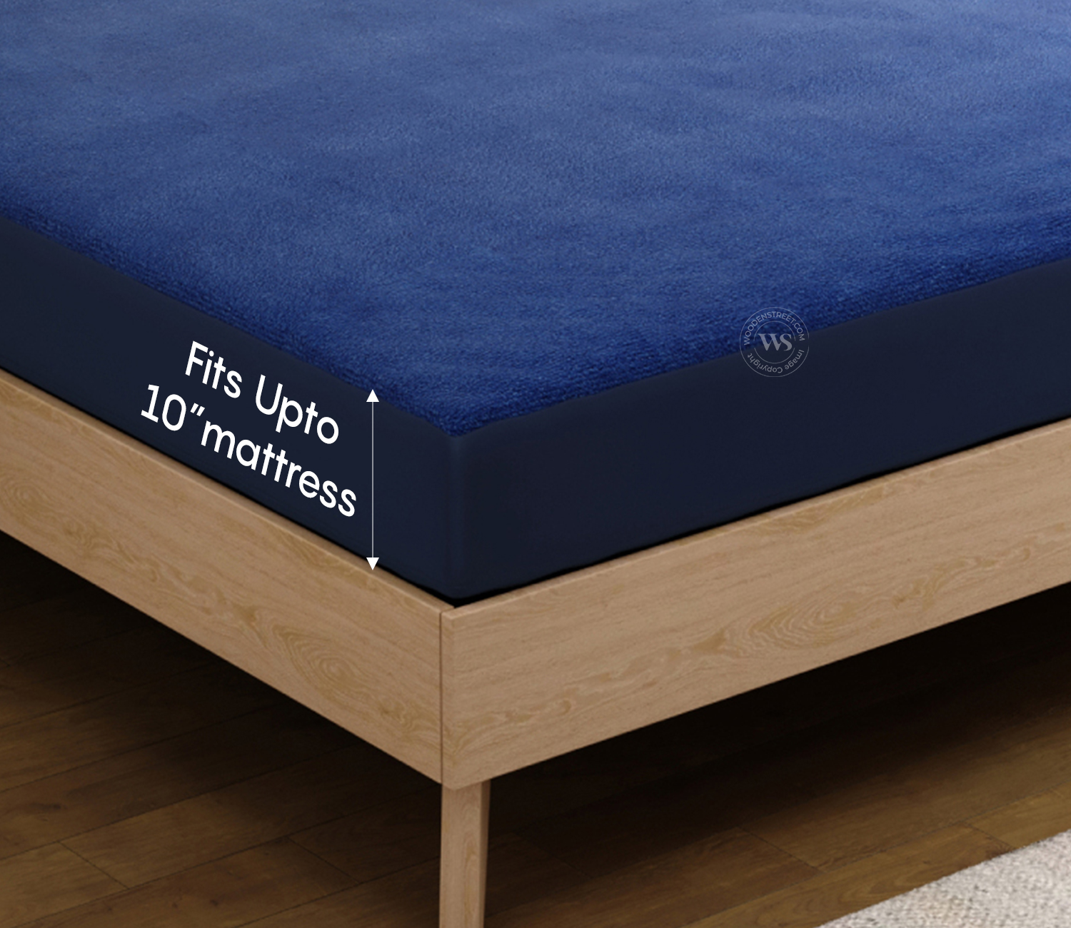Featherix Cotton Feel Terry Ultra Soft Breathable Hypoallergenic Waterproof Mattress Protector – King Size (Dark Blue, 72x72 inches) view 2