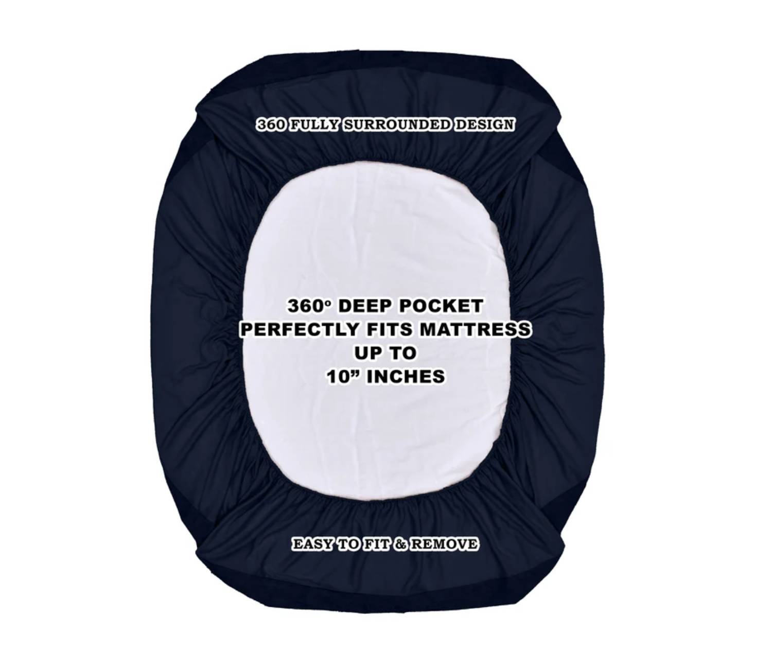 Featherix Cotton Feel Terry Ultra Soft Breathable Hypoallergenic Waterproof Mattress Protector – King Size (Dark Blue, 72x72 inches) view 3