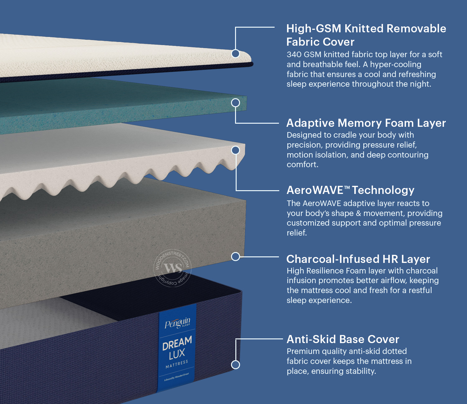 Dream Lux Memory Foam Mattress – Queen Size (78x60 inches, 8-inch Thickness) view 3