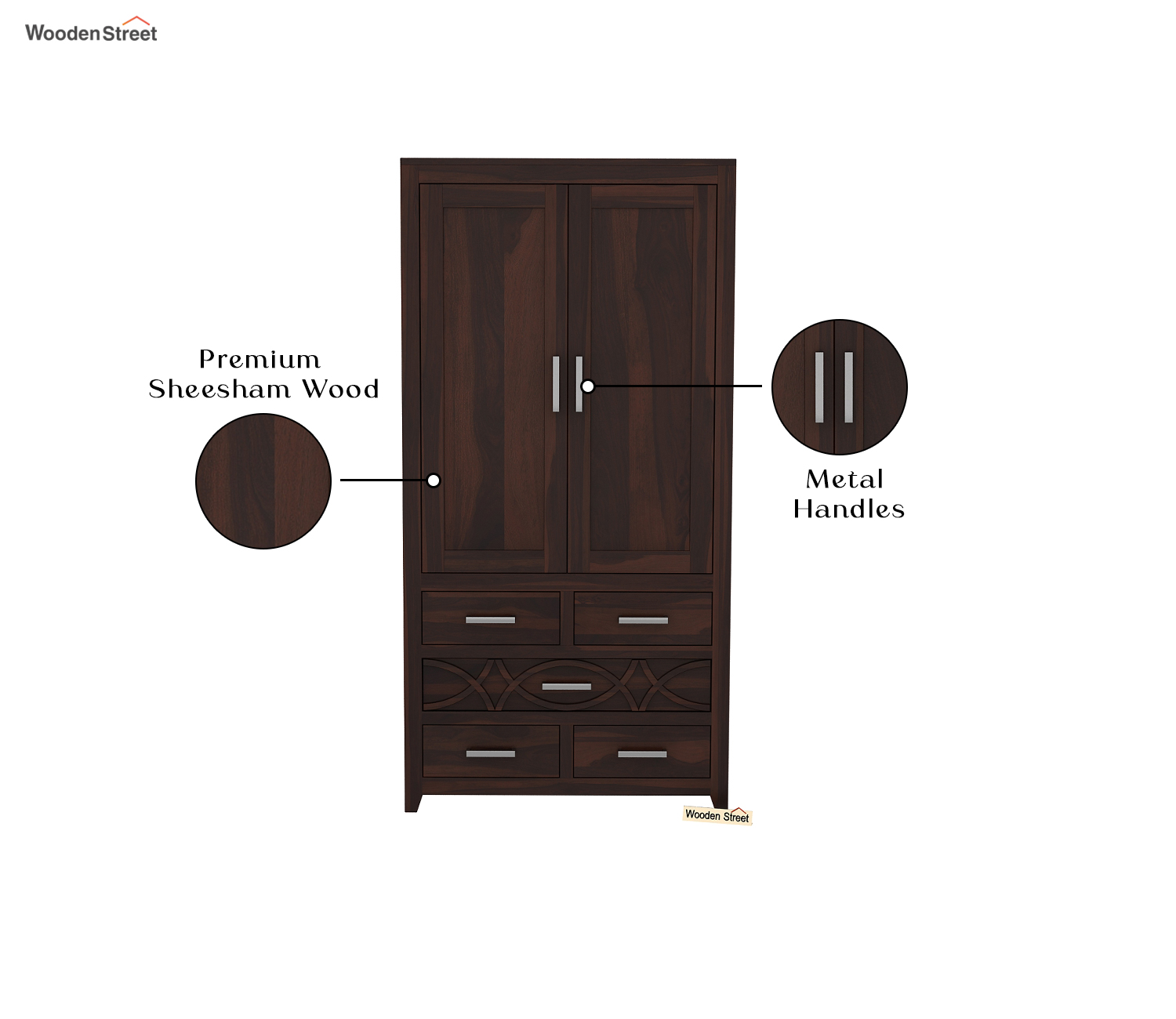Allan 2 Door Multi-Utility Wardrobe – Honey Finish view 3
