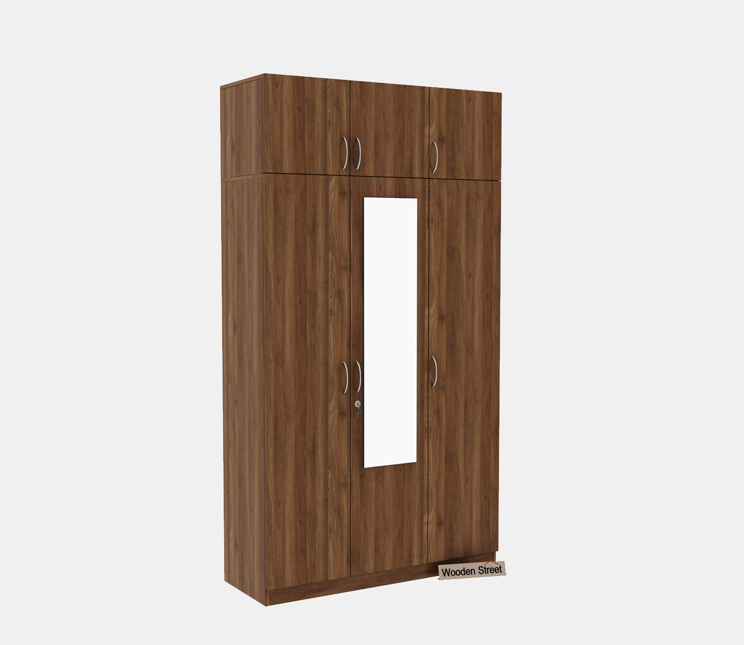 Haydon 3 Door Multi-Utility Wardrobe with Mirror and Loft – Columbian Walnut Finish