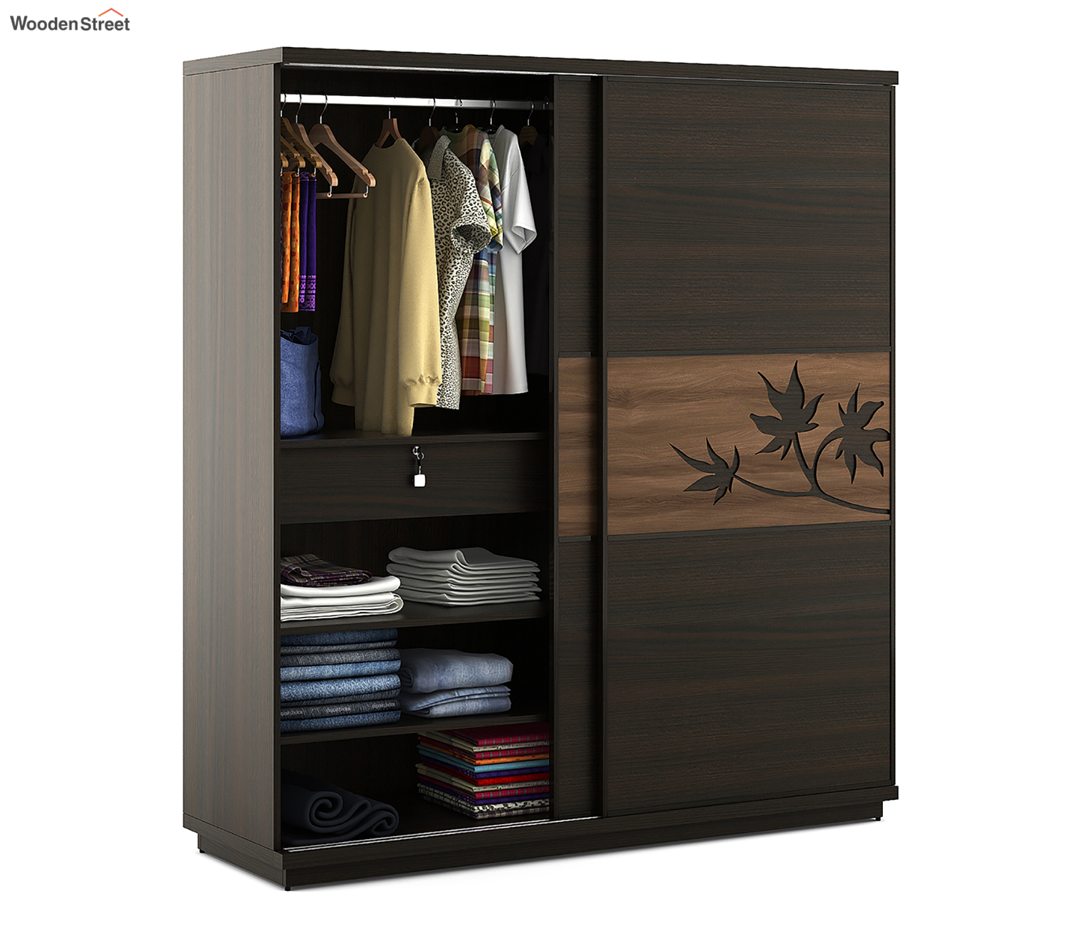 Maple 2 Door Sliding Wardrobe – Flowery Wenge Finish view 4