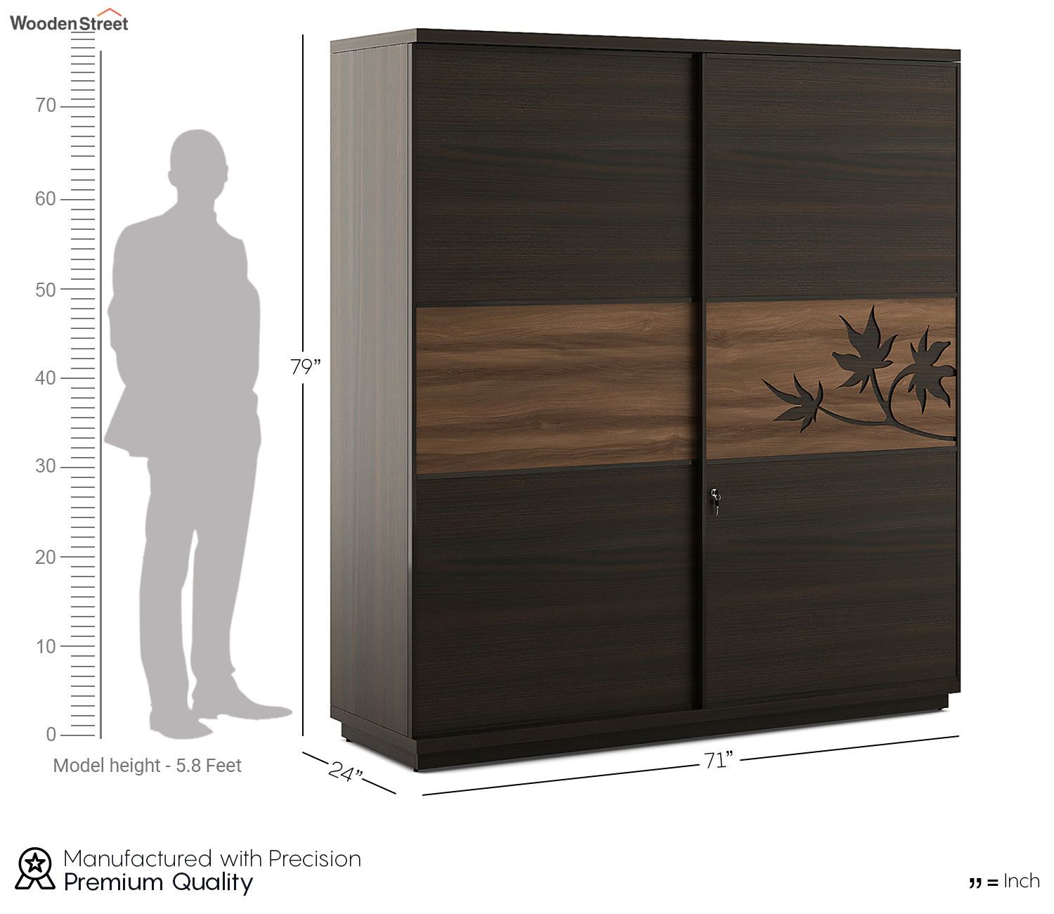 Maple 2 Door Sliding Wardrobe – Flowery Wenge Finish