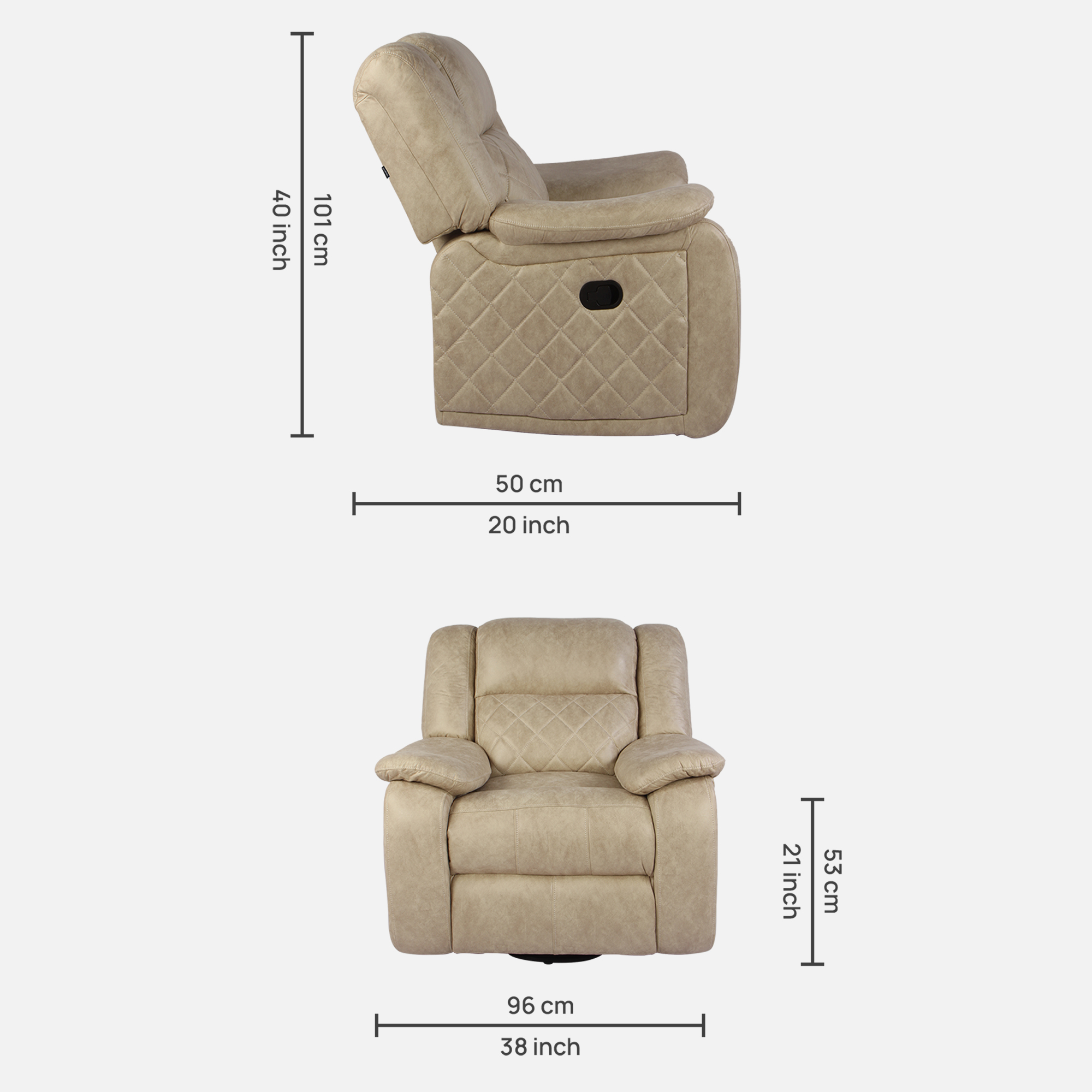 Primrose Christie Single Seater Manual 1R Recliner - Beige view 4