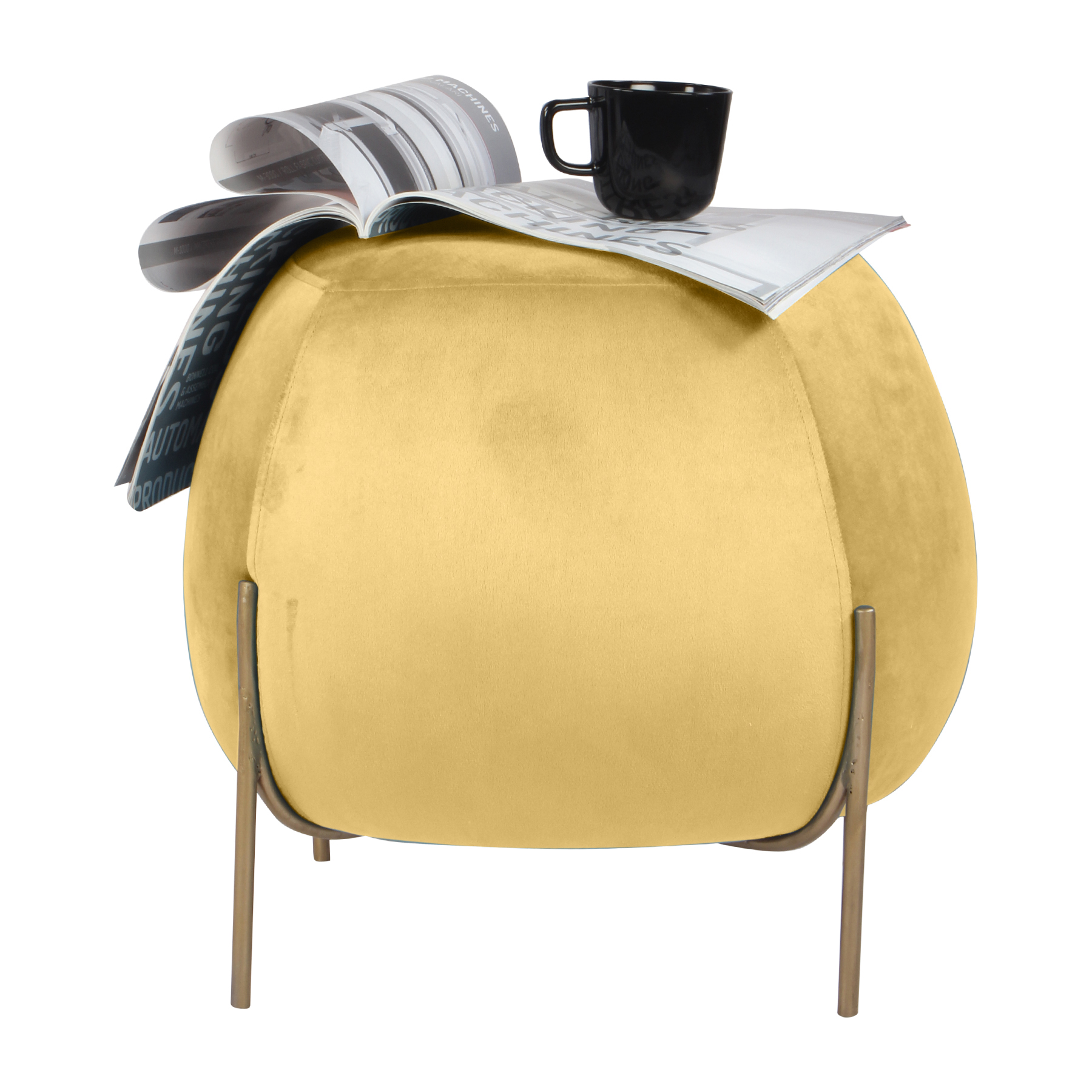 Primrose Otto Ottoman Sitting, Pouffes Stool for Living Room - Yellow view 2