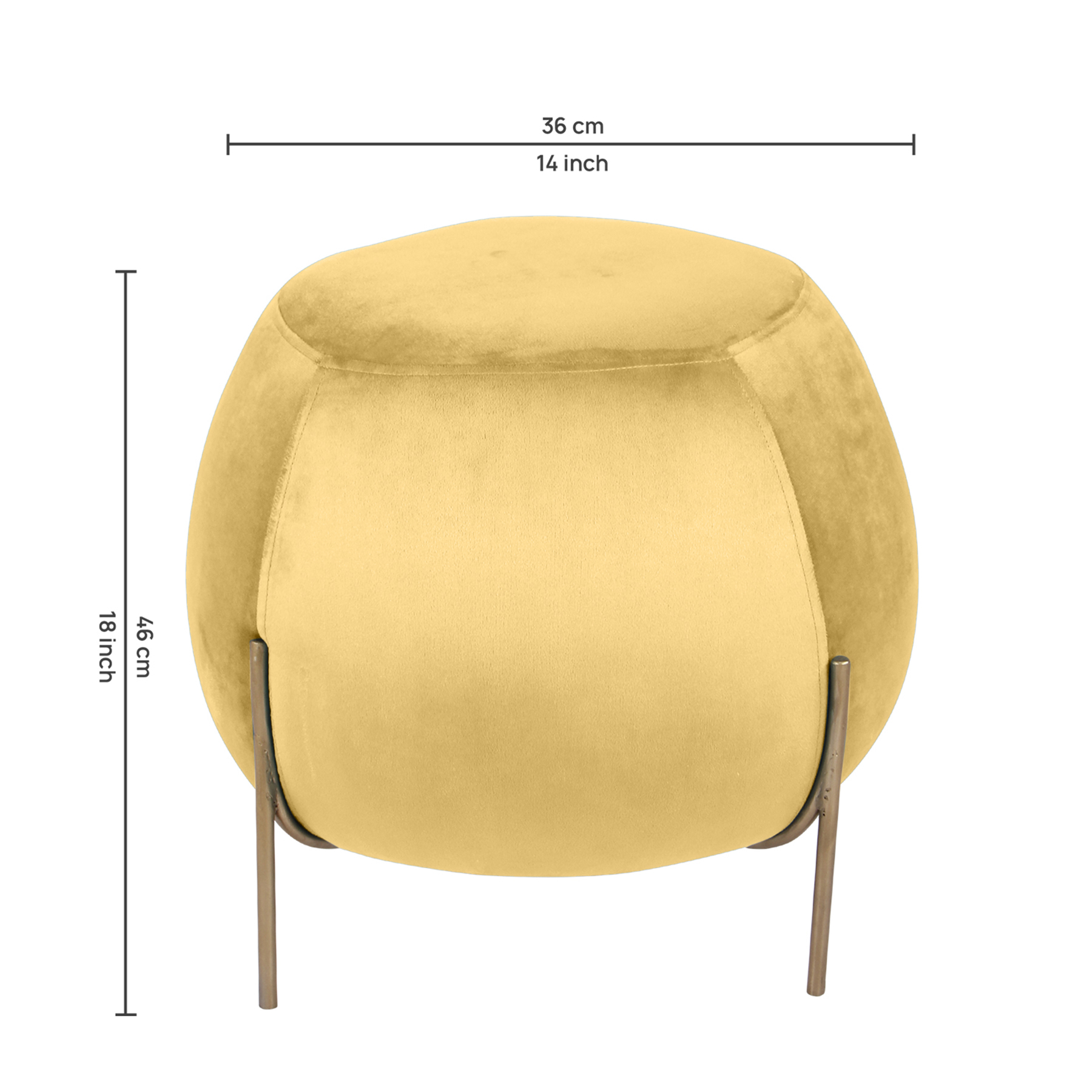 Primrose Otto Ottoman Sitting, Pouffes Stool for Living Room - Yellow view 4