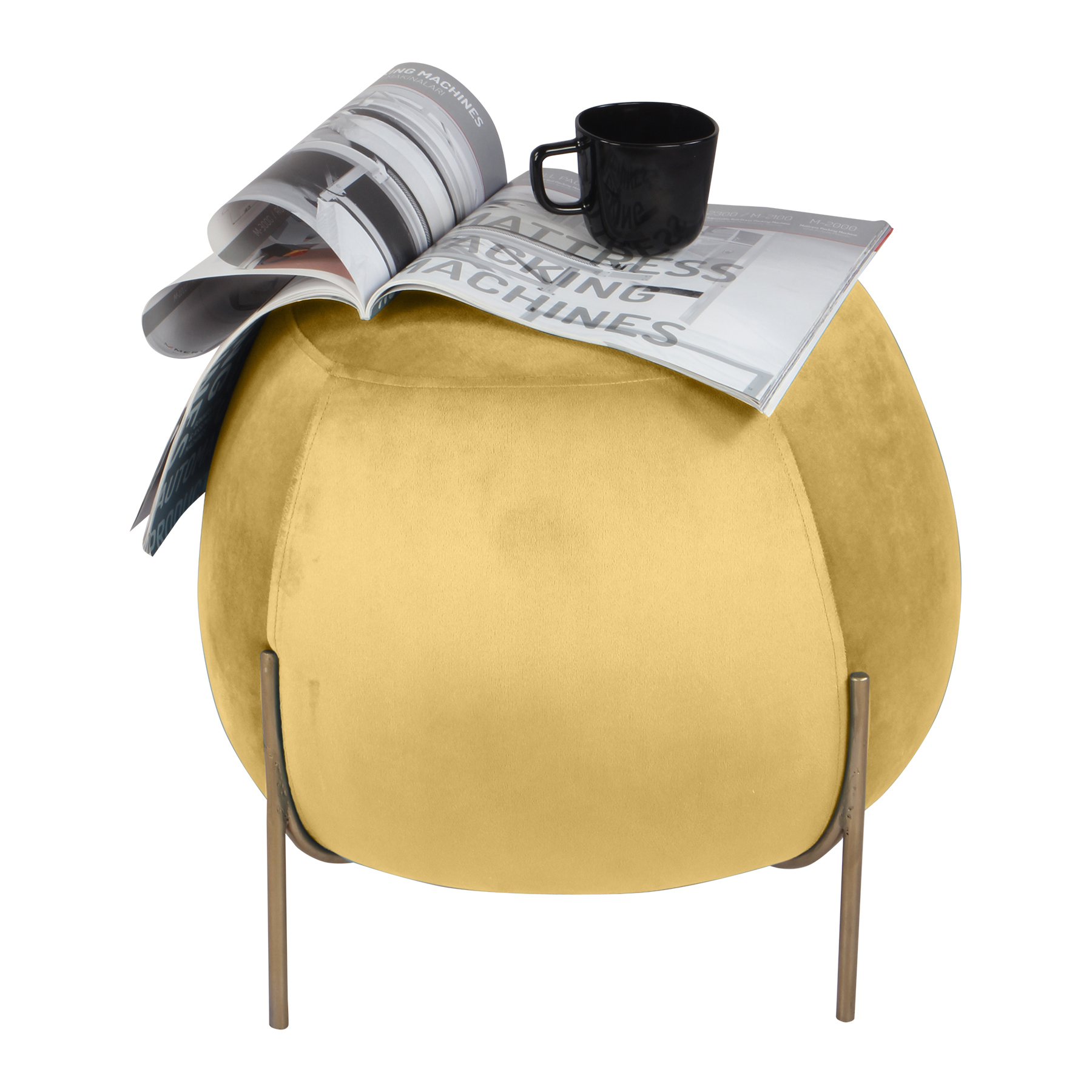 Primrose Otto Ottoman Sitting, Pouffes Stool for Living Room - Yellow view 6