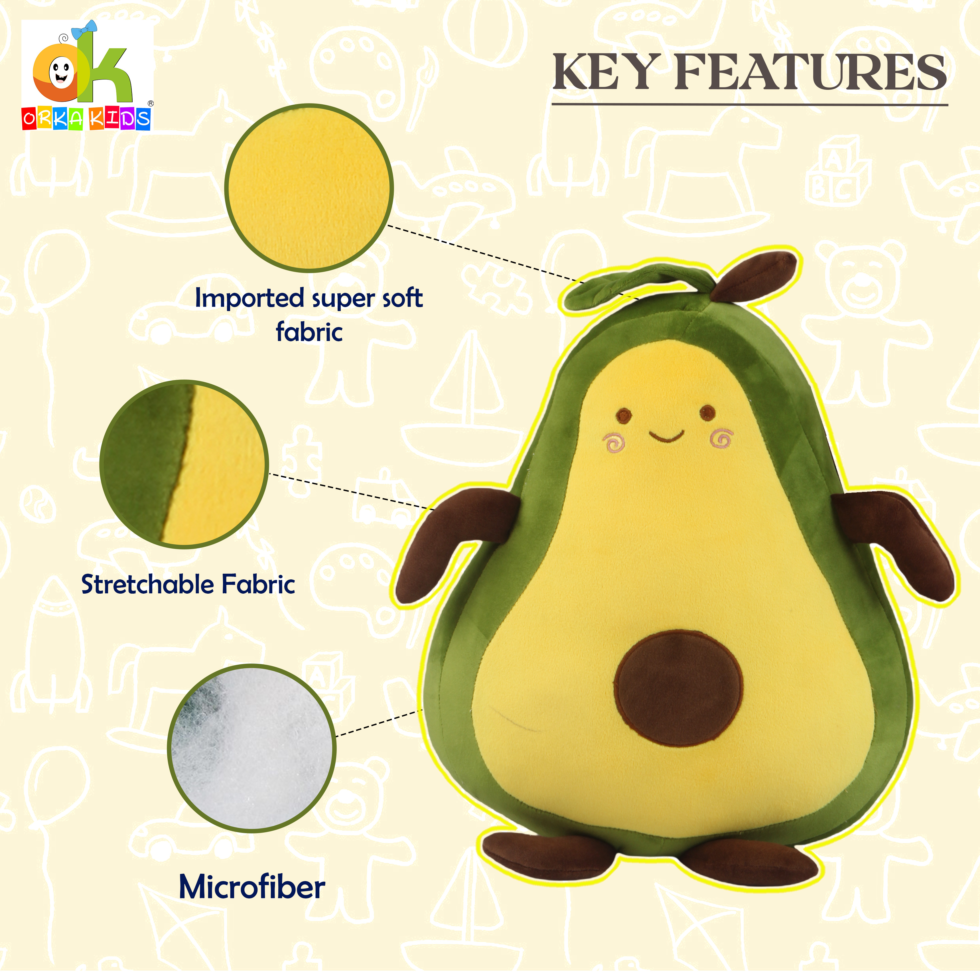 Orka Kids Soft Toys Long Soft Lovable Huggable Cute Giant Life Size Teddy Bear Plush & Stuffed Toys (35cm, Avocado) view 3