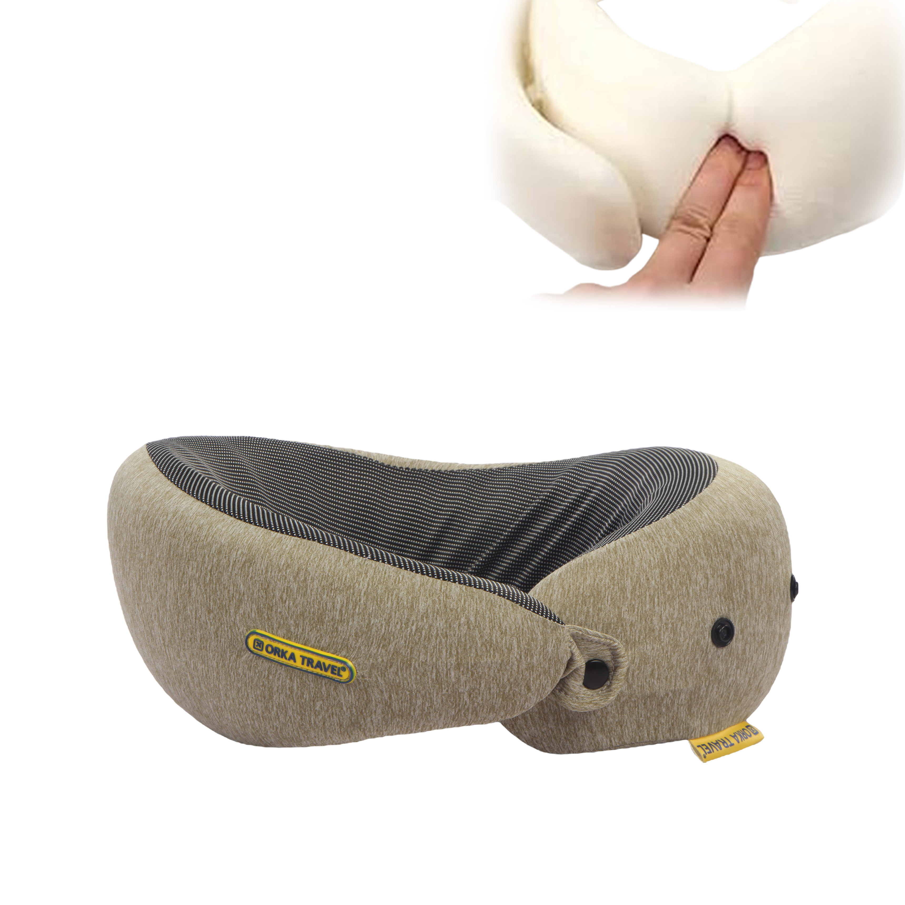 Orka Travel Starc 3 Adjustable Neck Buttons Memory Foam U Neck - Brown