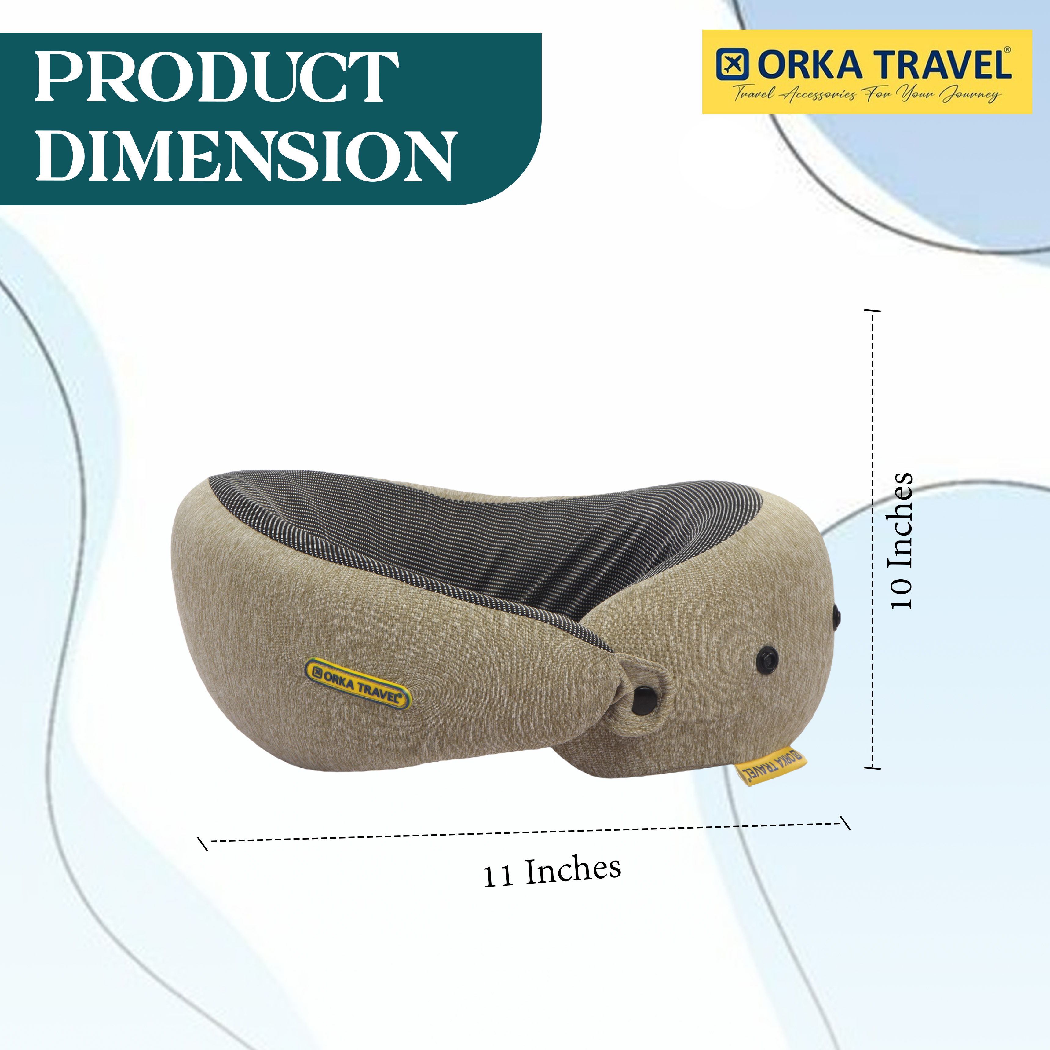 Orka Travel Starc 3 Adjustable Neck Buttons Memory Foam U Neck - Brown view 2