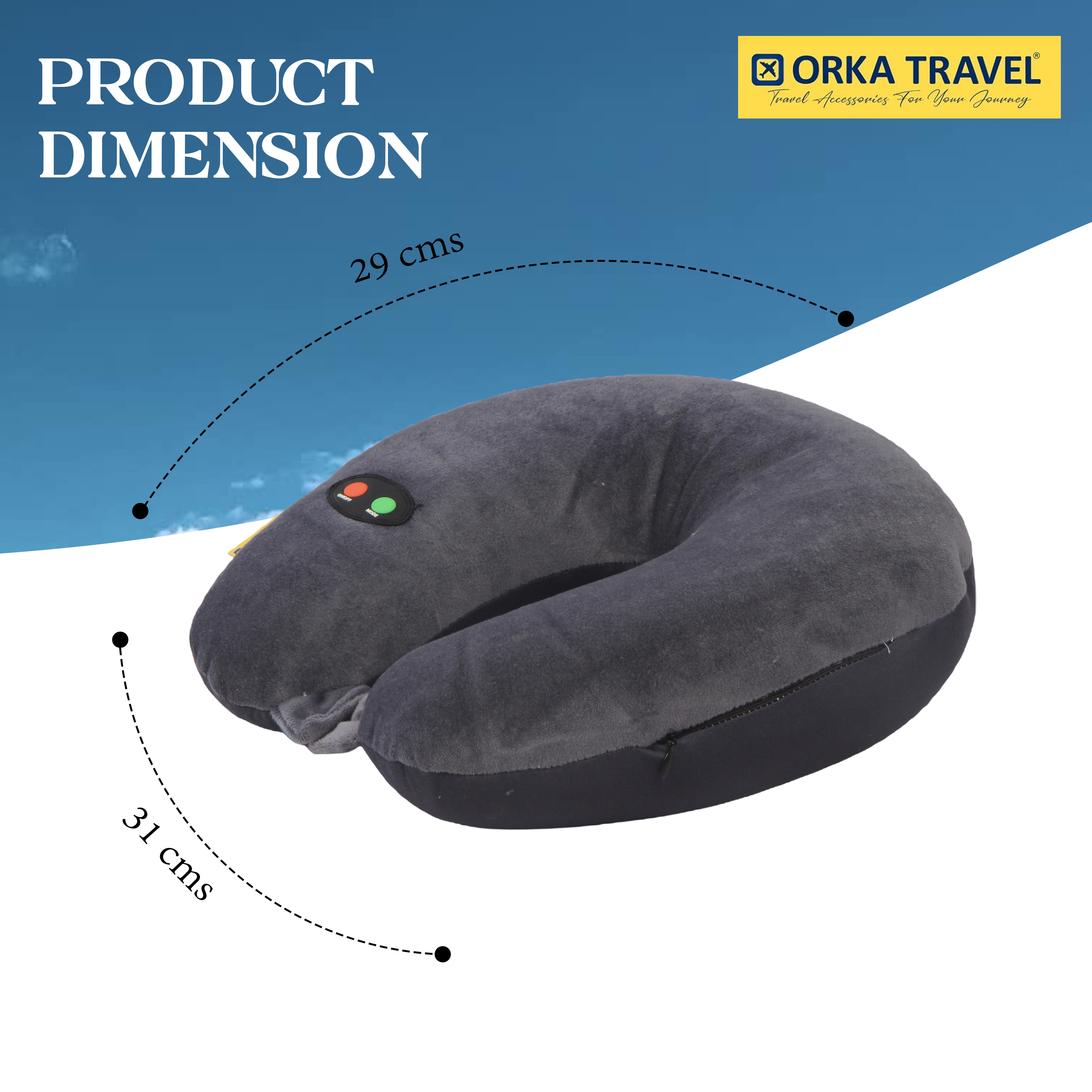 Orka Travel Microbeads Massager U Neck - Grey view 3