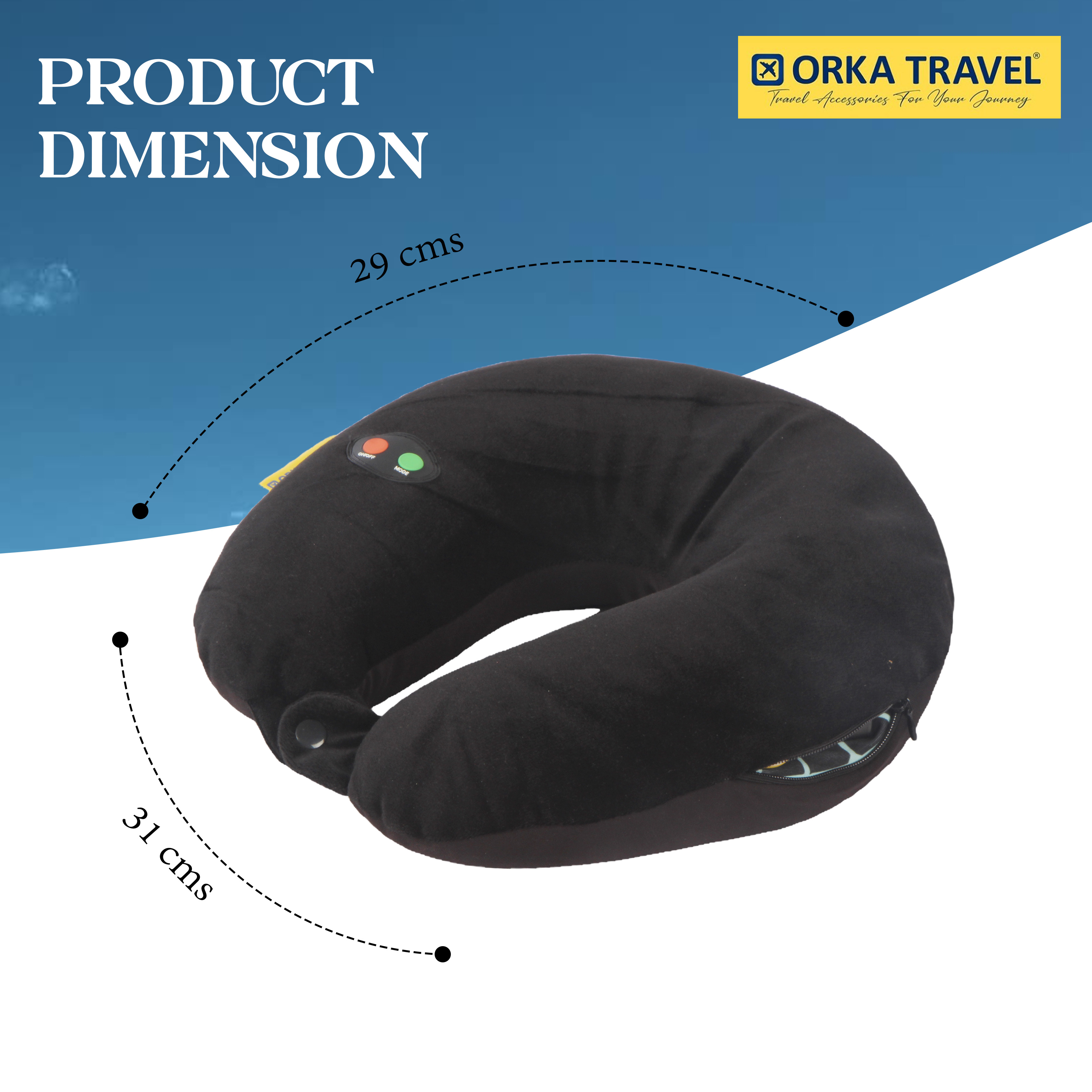 Orka Travel Microbeads Massager U Neck - Black view 4