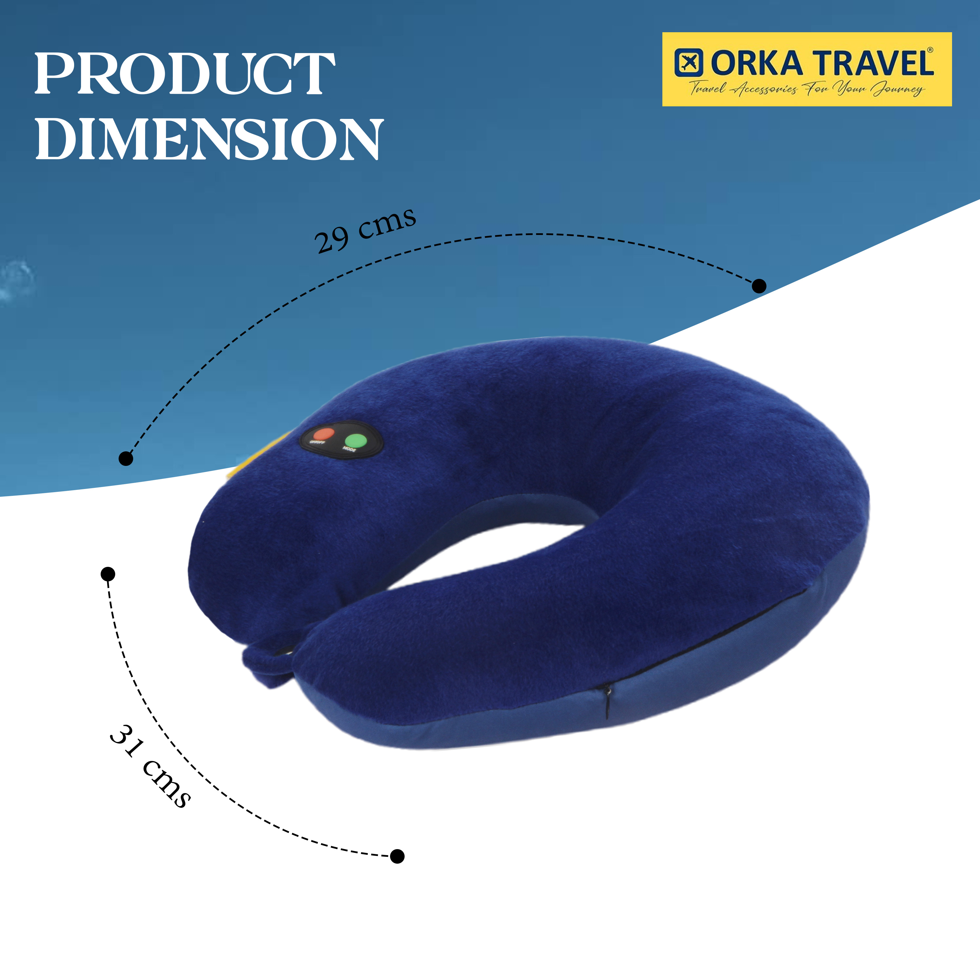 Orka Travel Microbeads Massager U Neck - Blue view 6