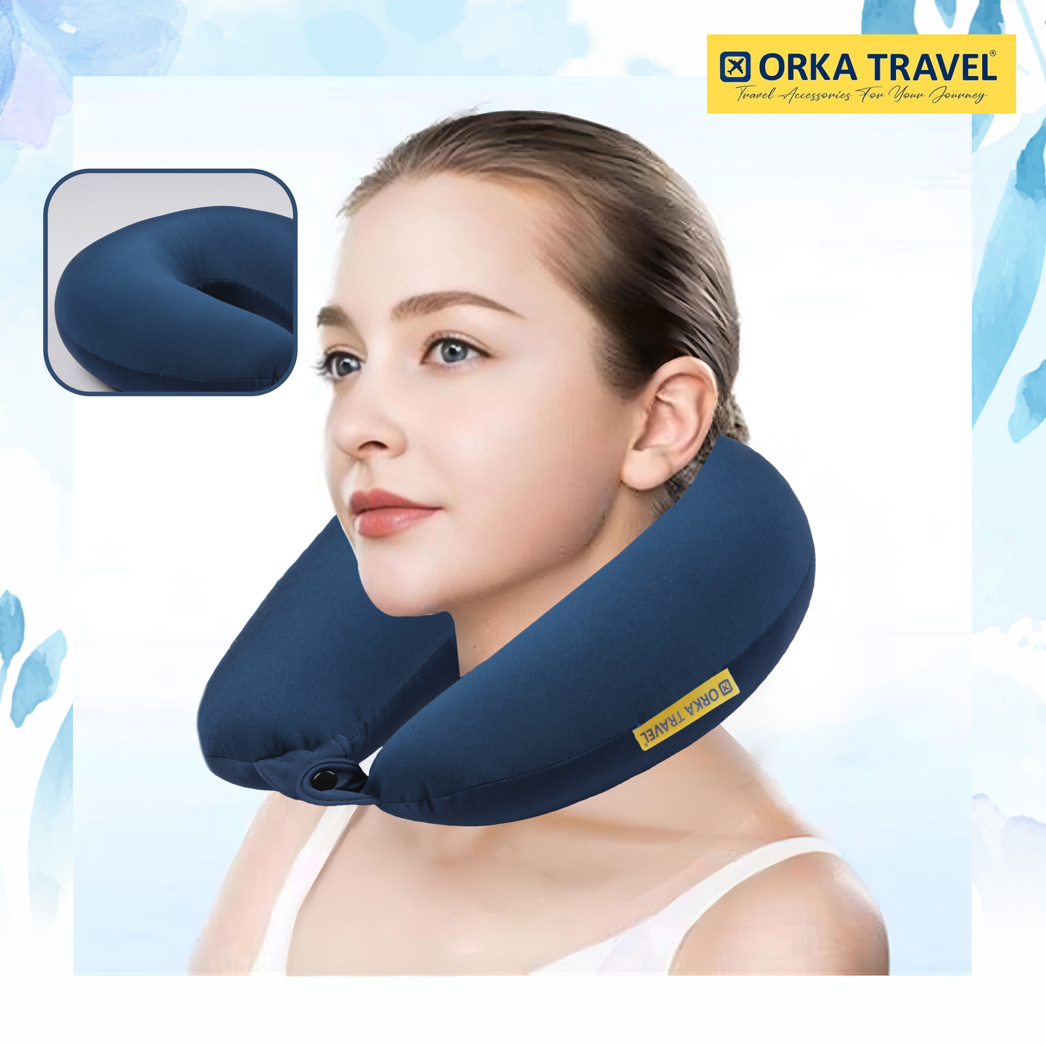 Orka Travel Solid Microbeads U Neck - Navy Blue