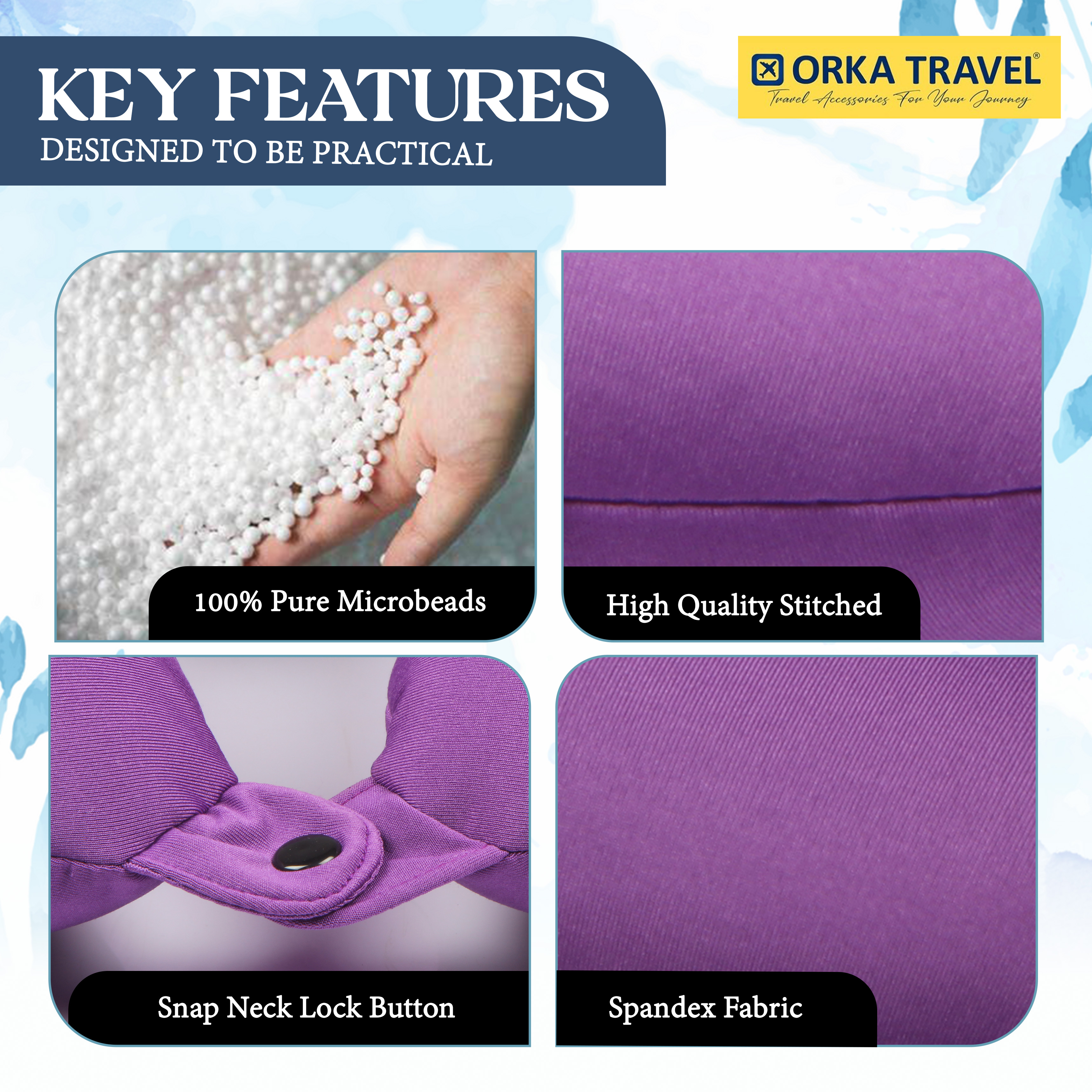 Orka Travel Solid Microbeads U Neck - Purple view 3