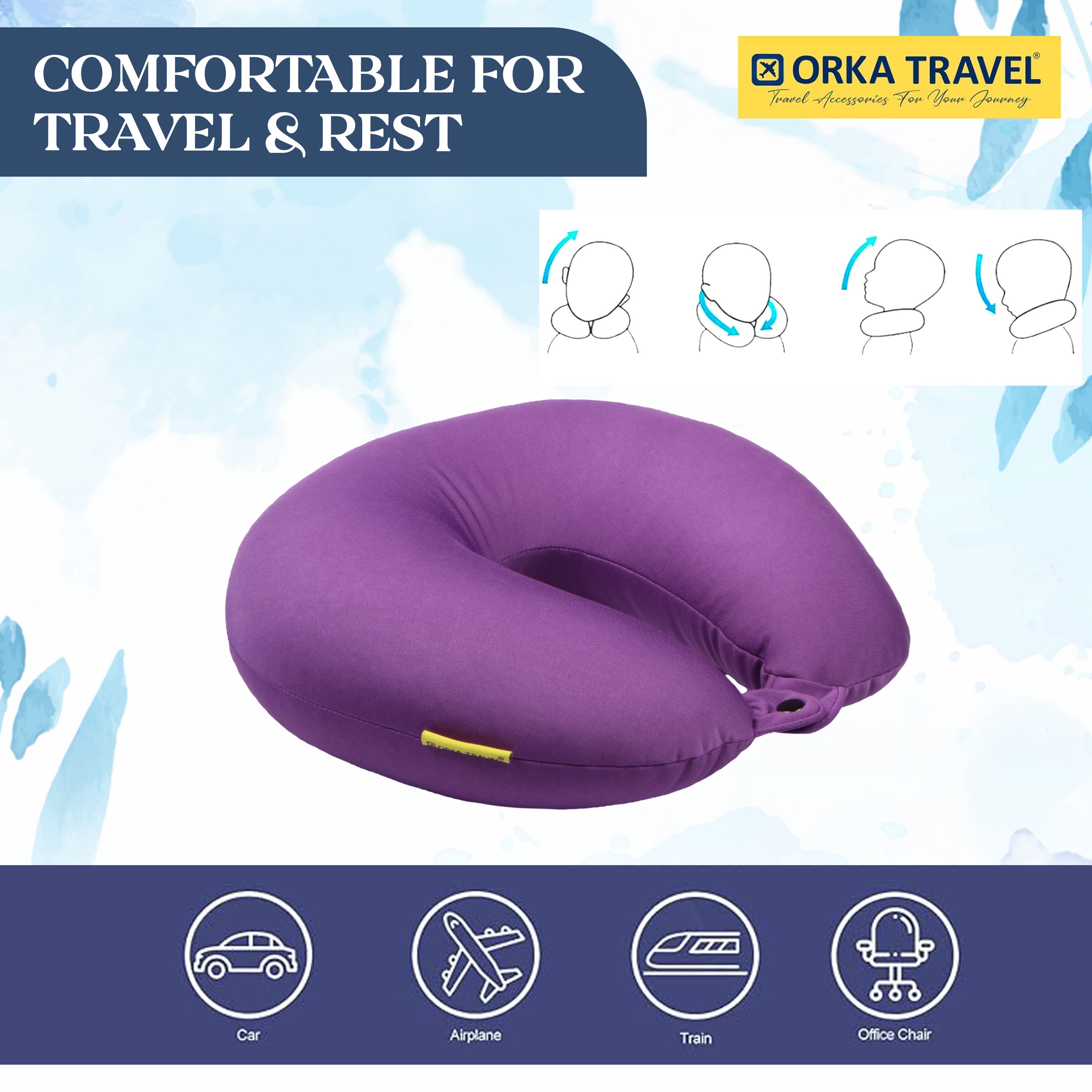 Orka Travel Solid Microbeads U Neck - Purple view 4
