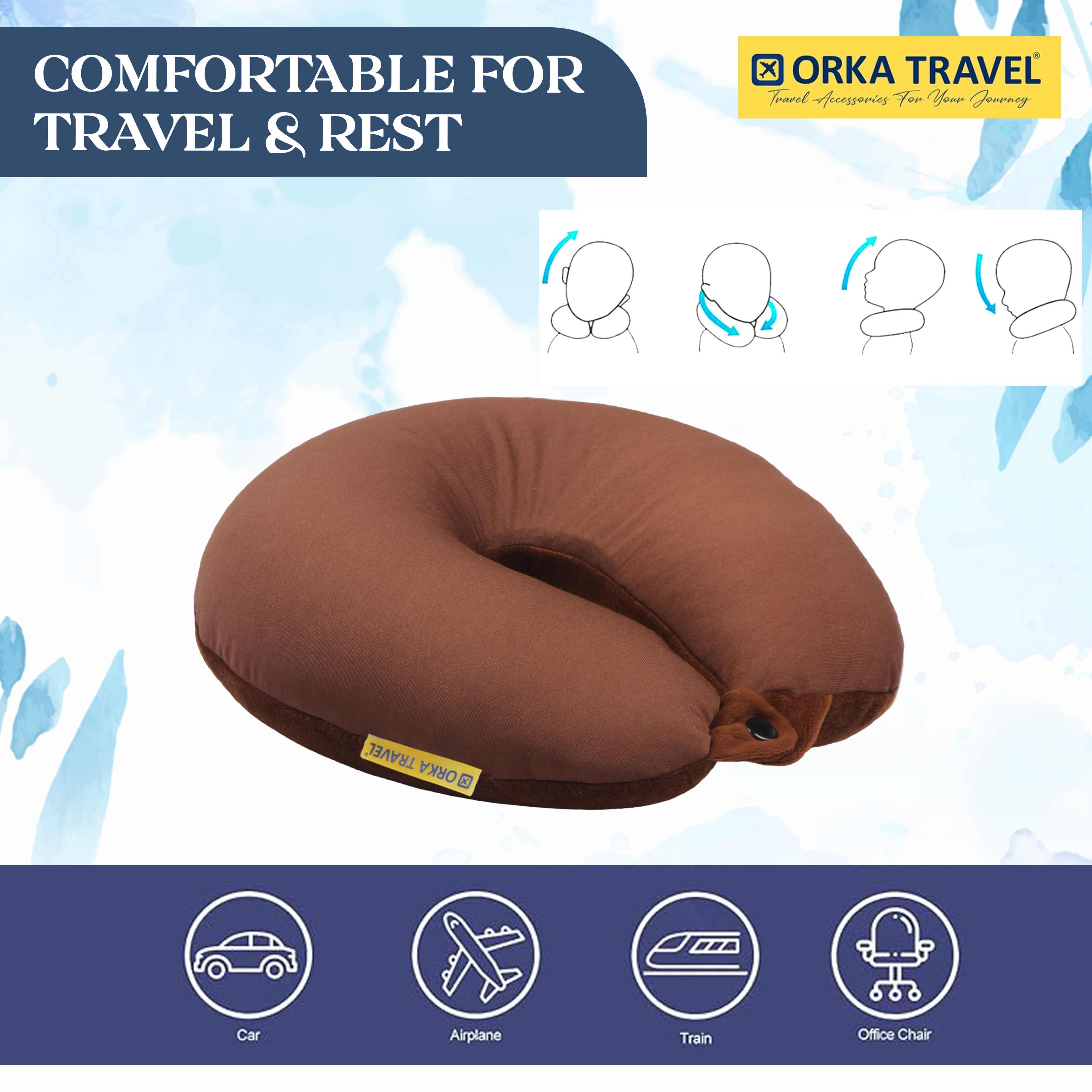 Orka Travel Solid Microbeads U Neck - Brown view 4