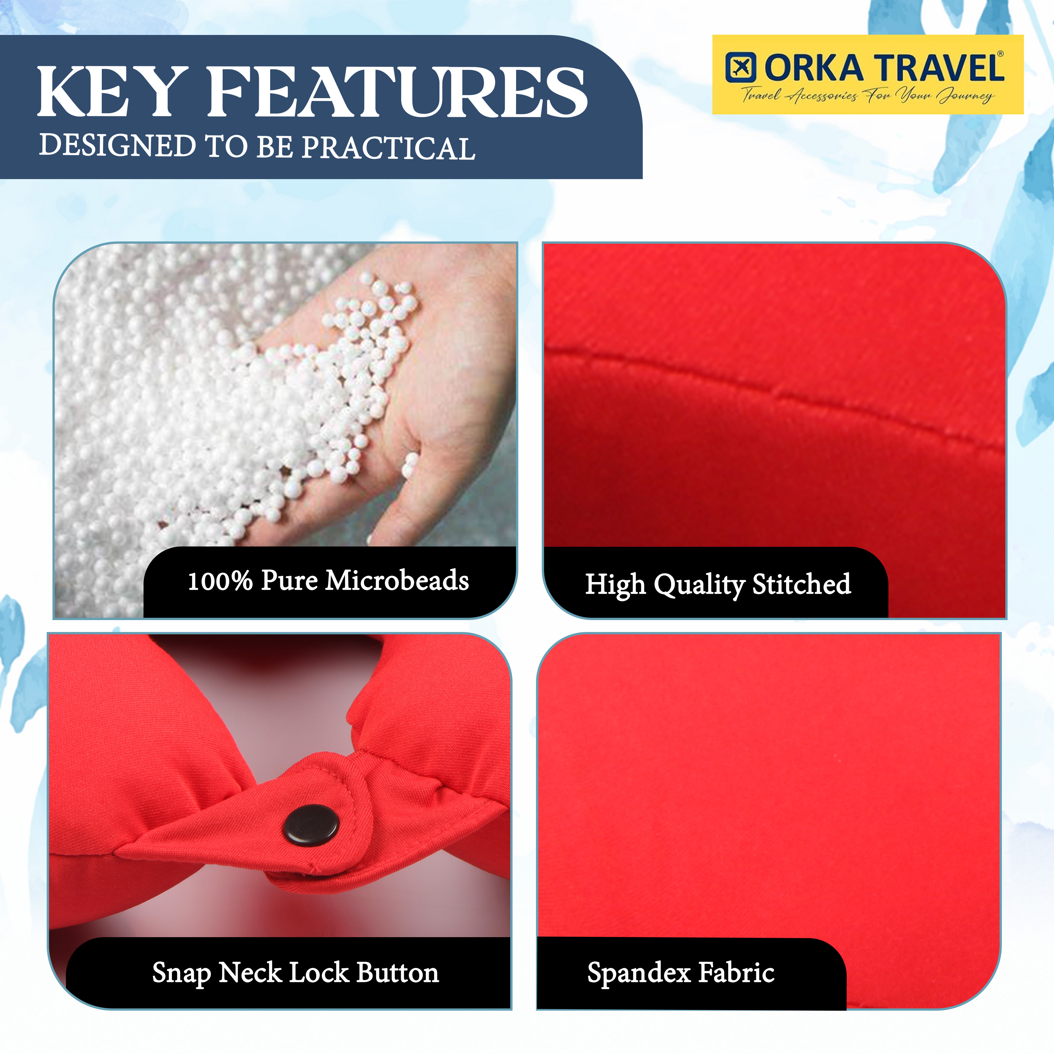Orka Travel Solid Microbeads U Neck - Red view 3