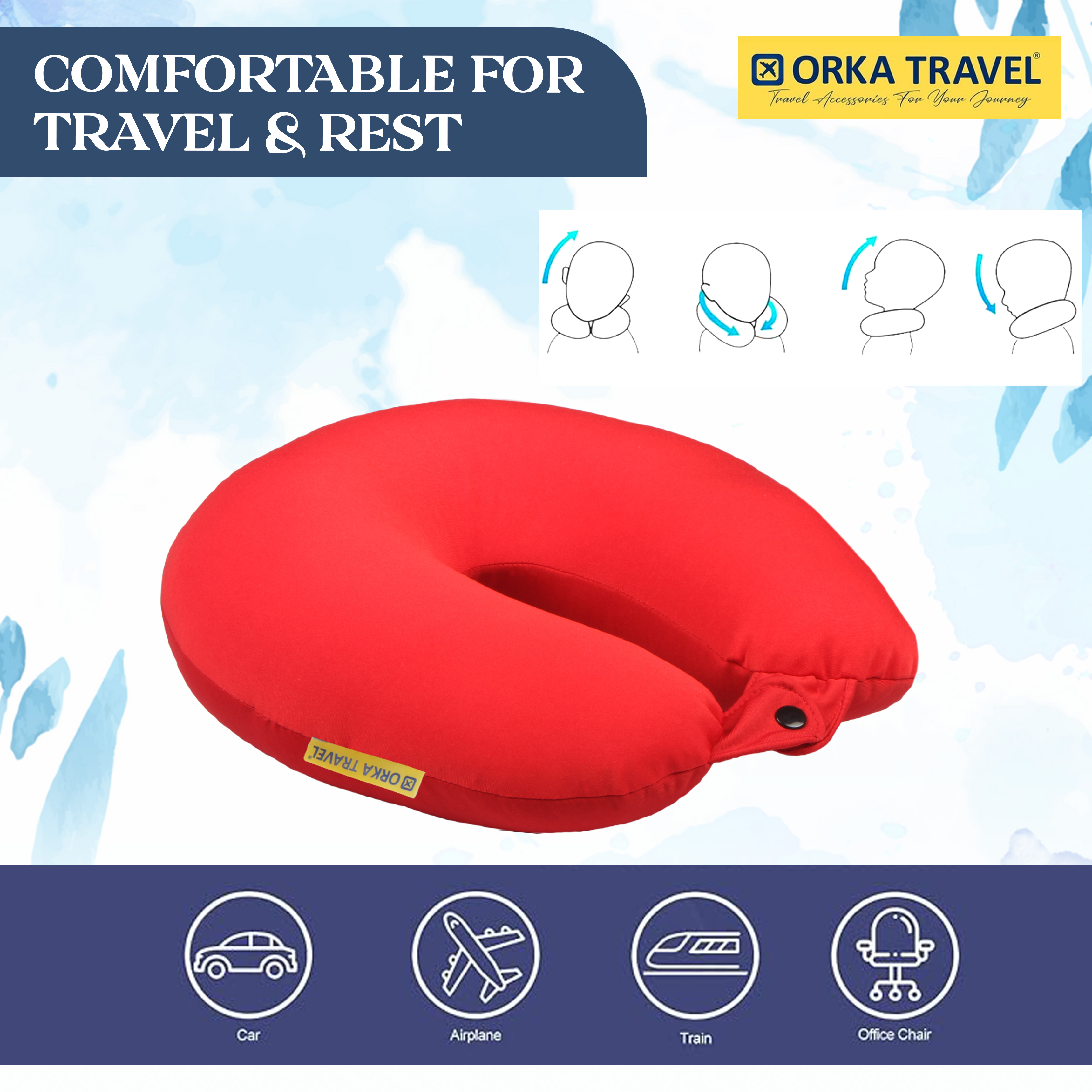 Orka Travel Solid Microbeads U Neck - Red view 4