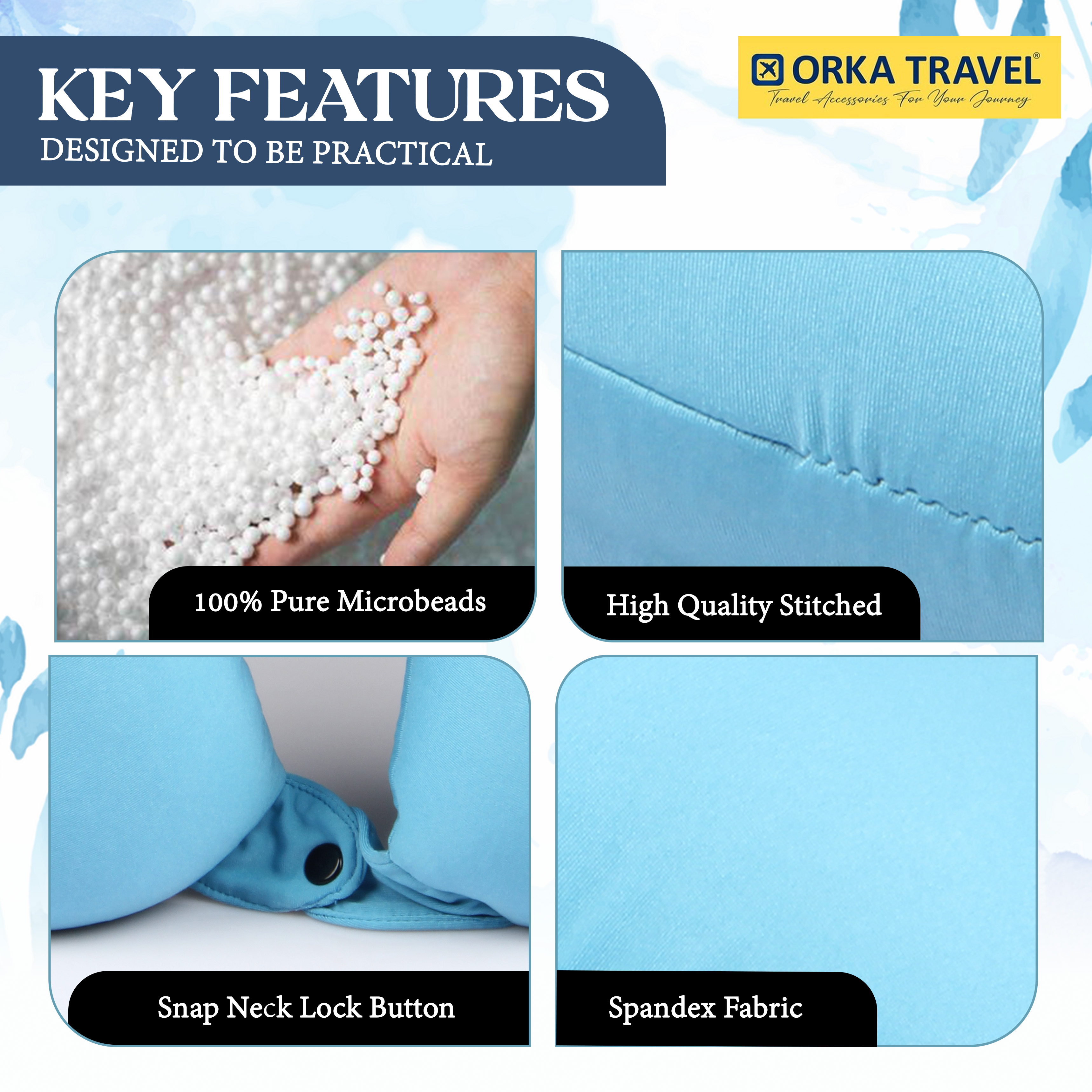 Orka Travel Solid Microbeads U Neck - Teal view 2