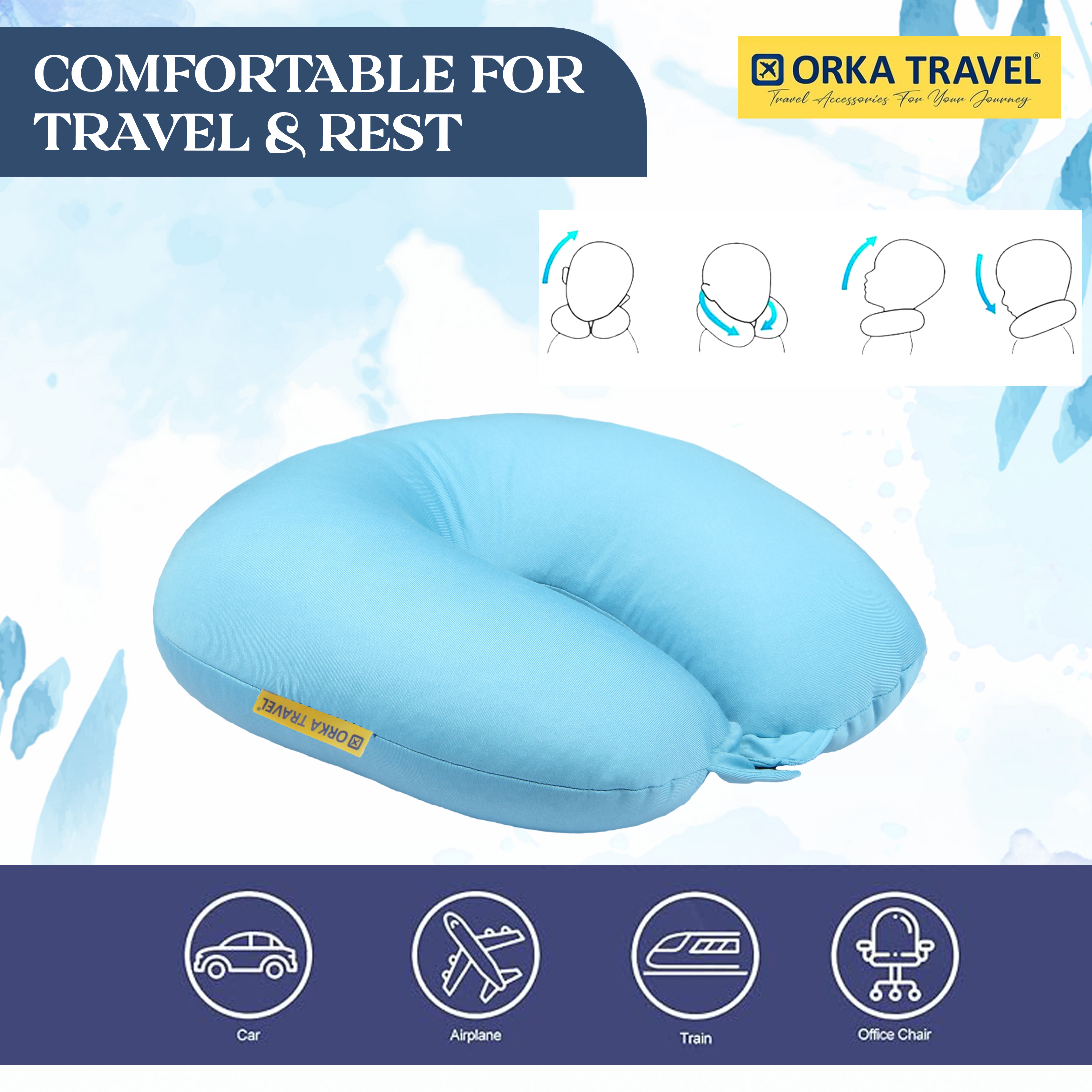 Orka Travel Solid Microbeads U Neck - Teal view 3