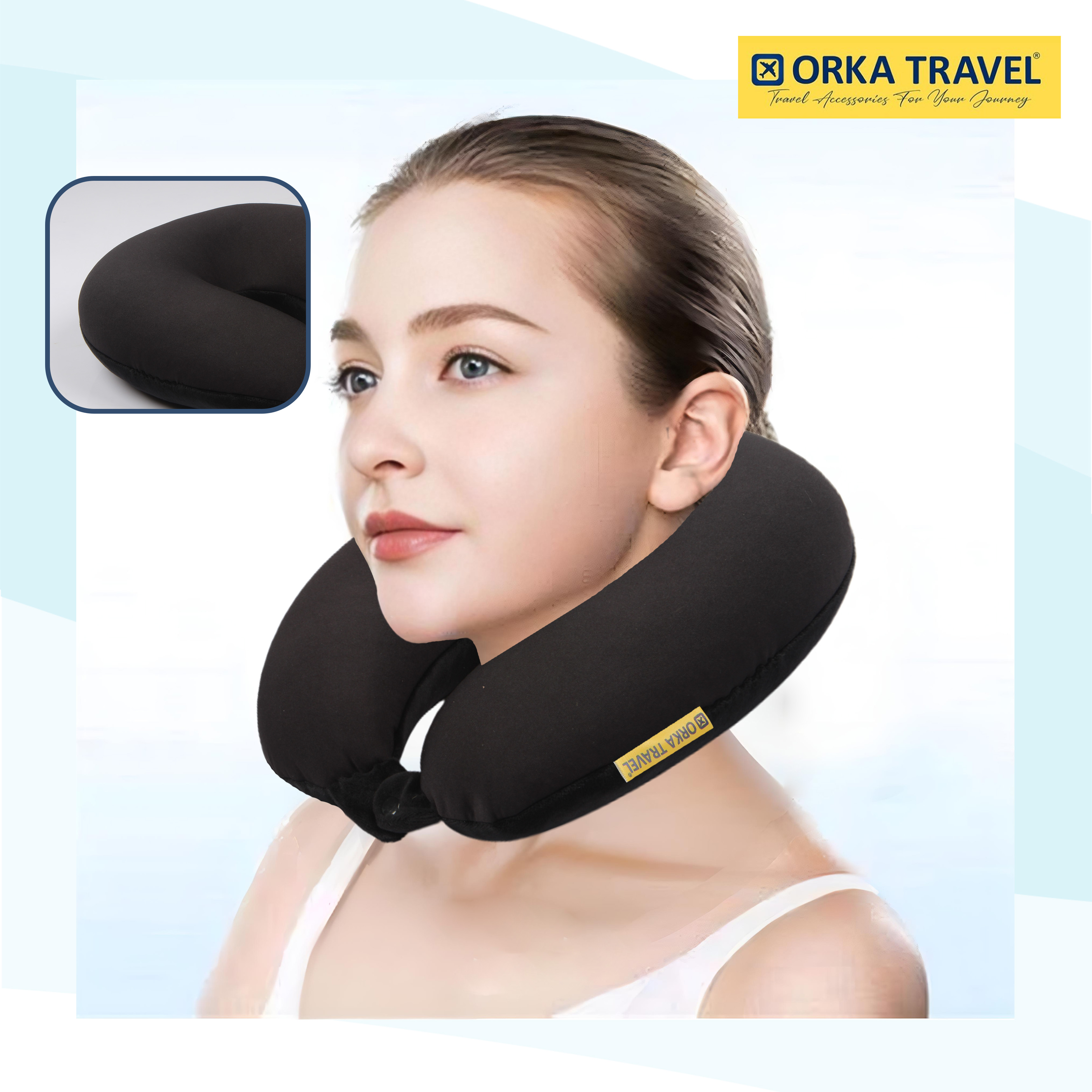 Orka Travel Solid Microbeads U Neck - Black
