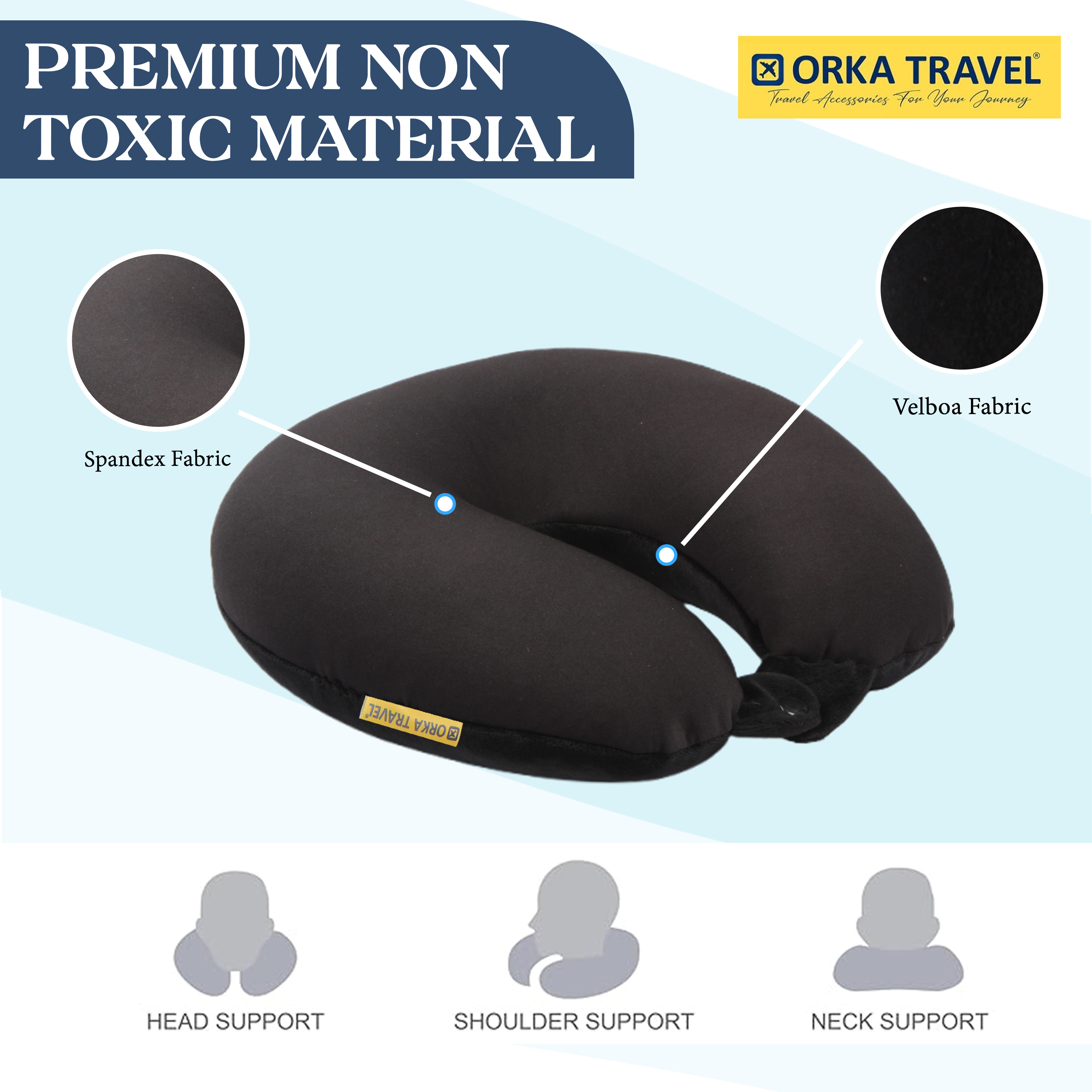 Orka Travel Solid Microbeads U Neck - Black view 2