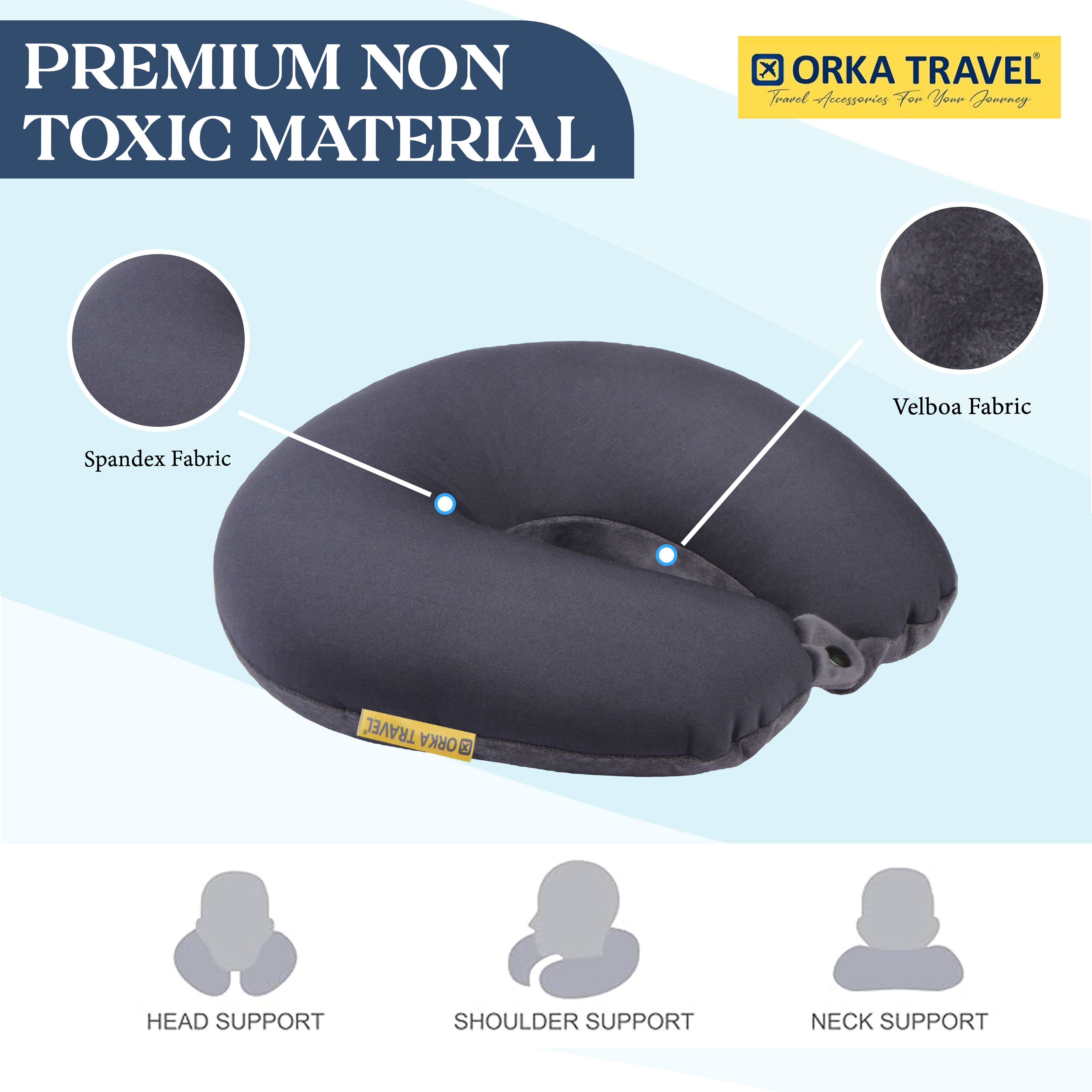 Orka Travel Solid Microbeads U Neck - Grey view 2