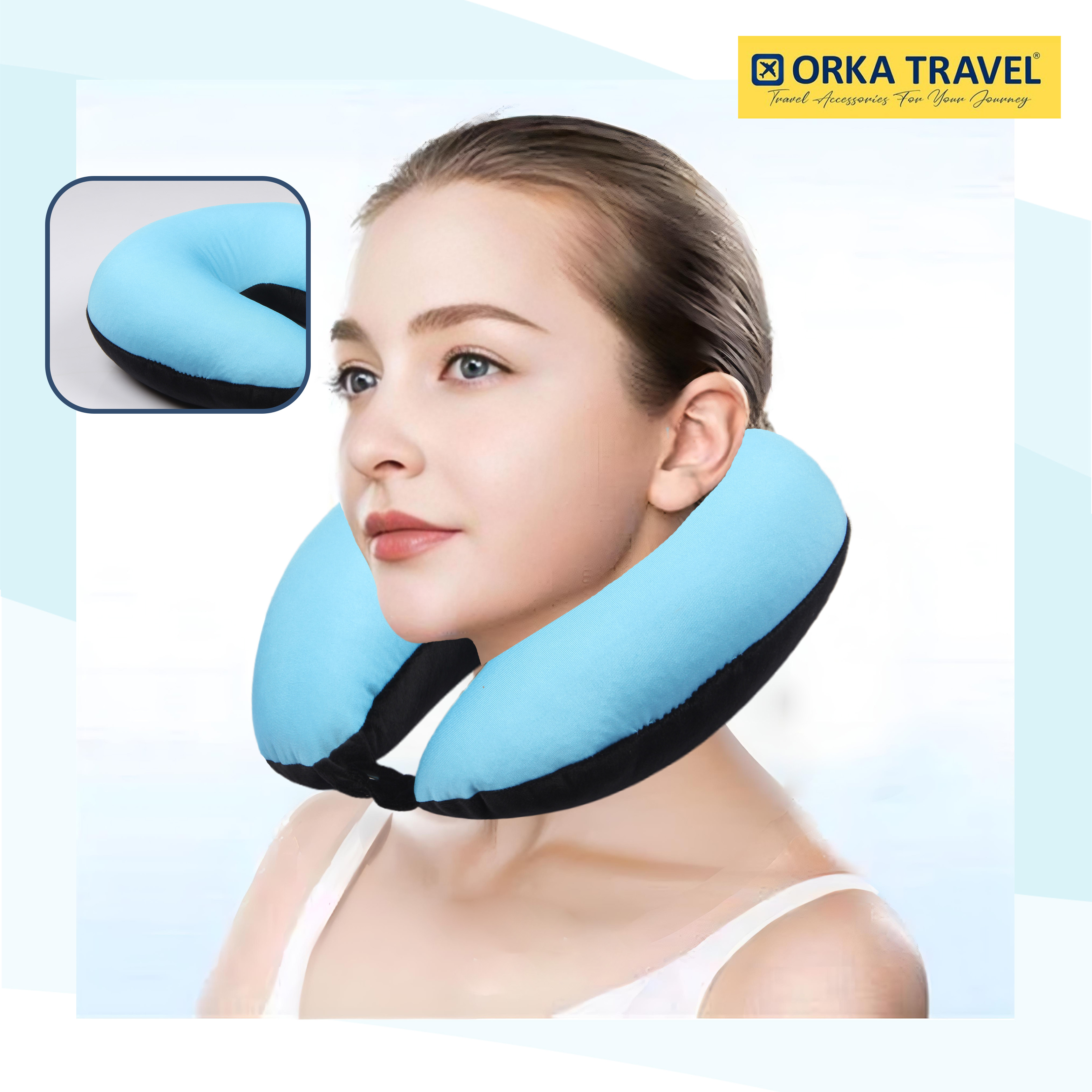 Orka Travel Solid Microbeads U Neck - Teal, Black