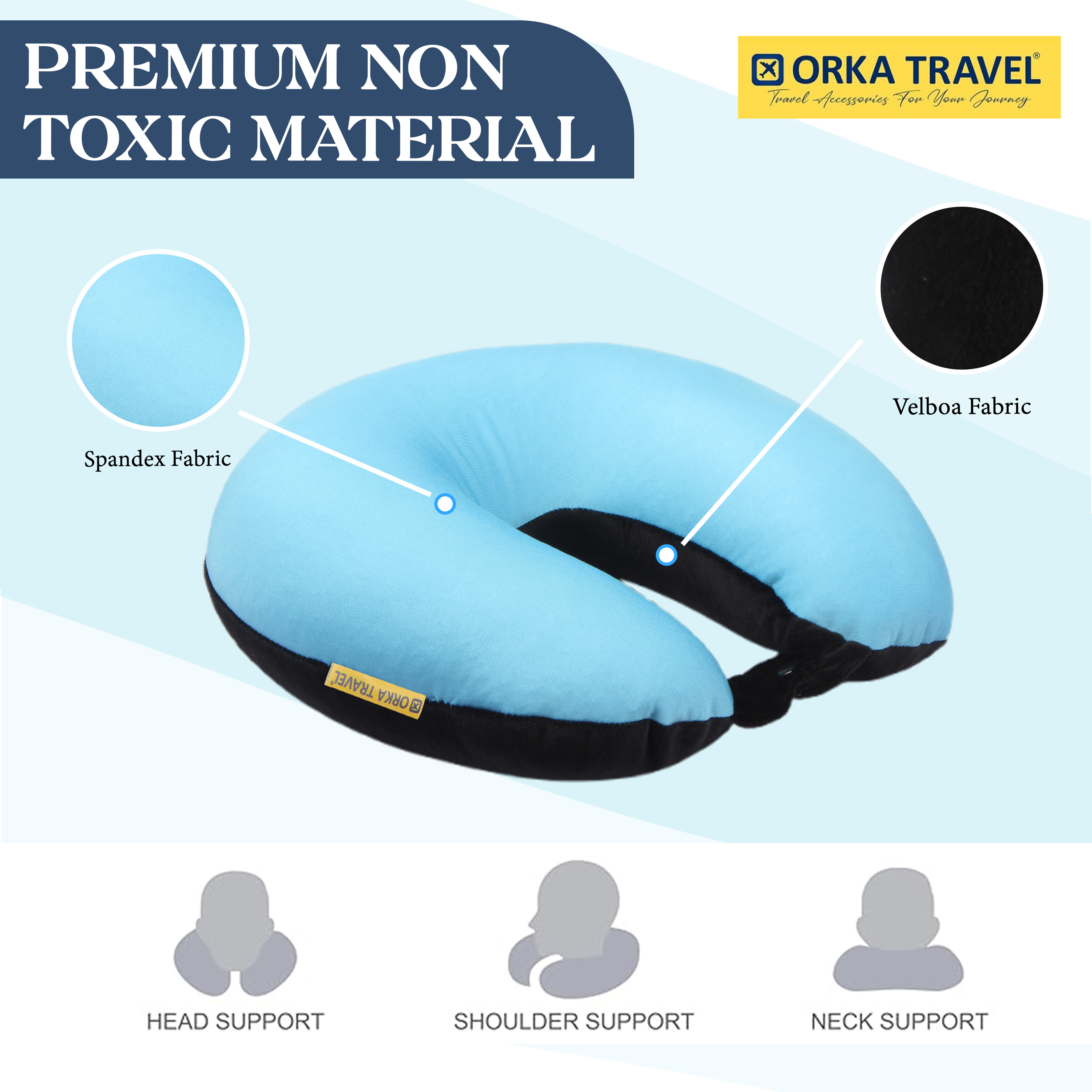 Orka Travel Solid Microbeads U Neck - Teal, Black view 2