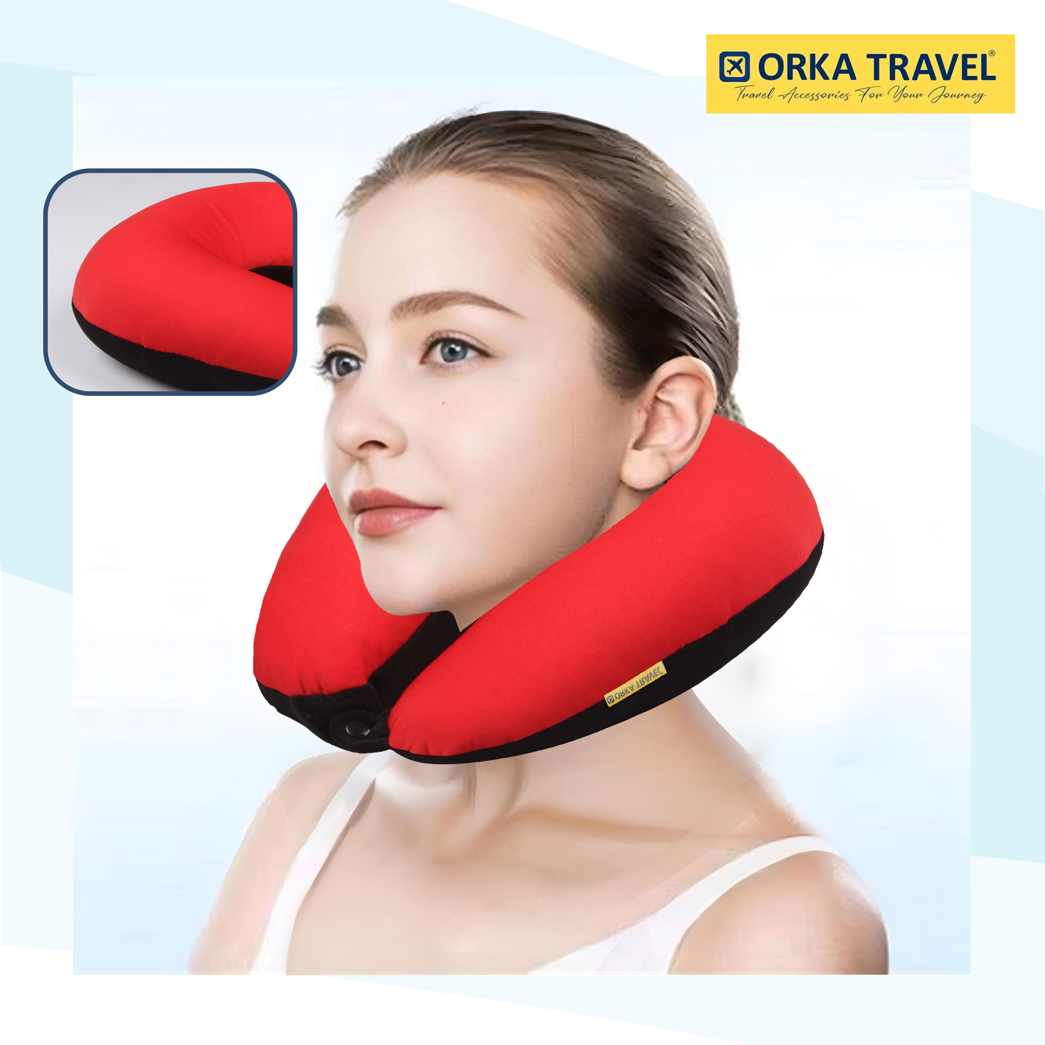Orka Travel Solid Microbeads U Neck - Red, Black view 4