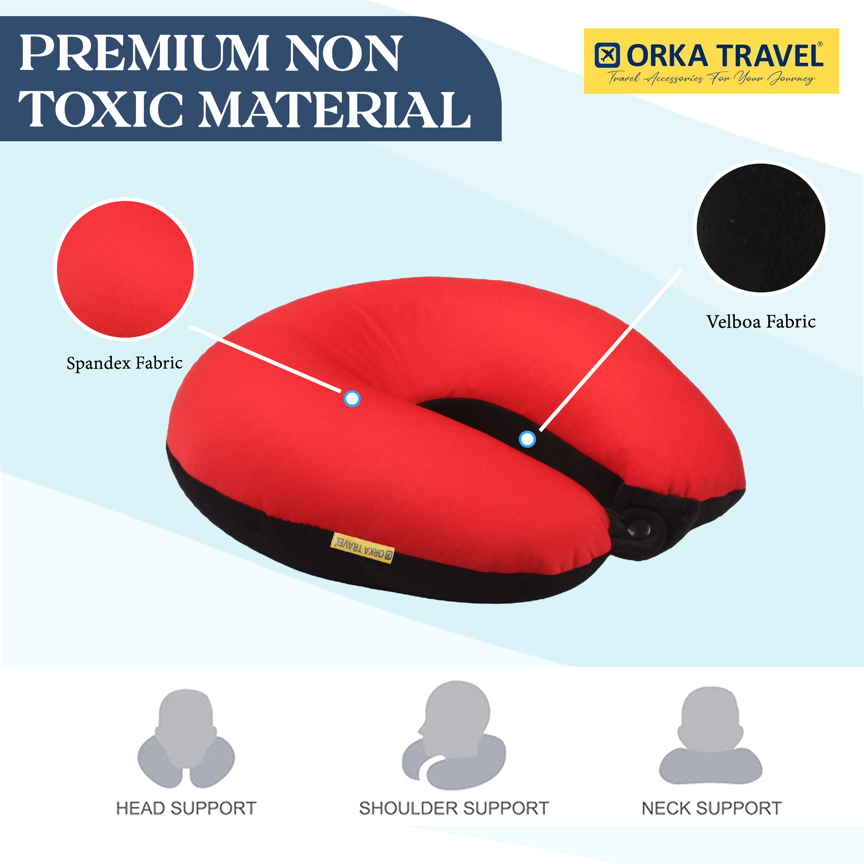 Orka Travel Solid Microbeads U Neck - Red, Black