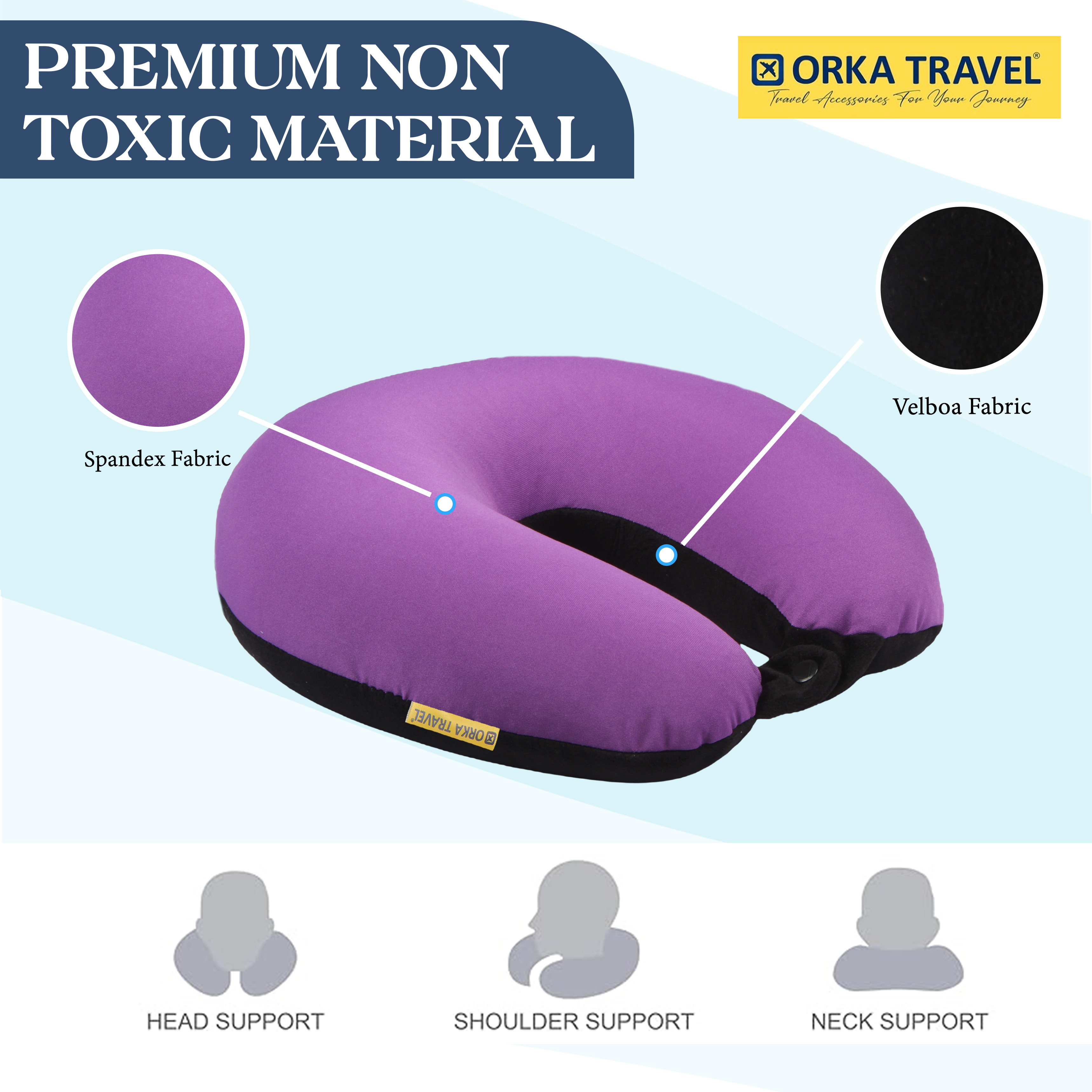 Orka Travel Solid Microbeads U Neck - Purple, Black view 2