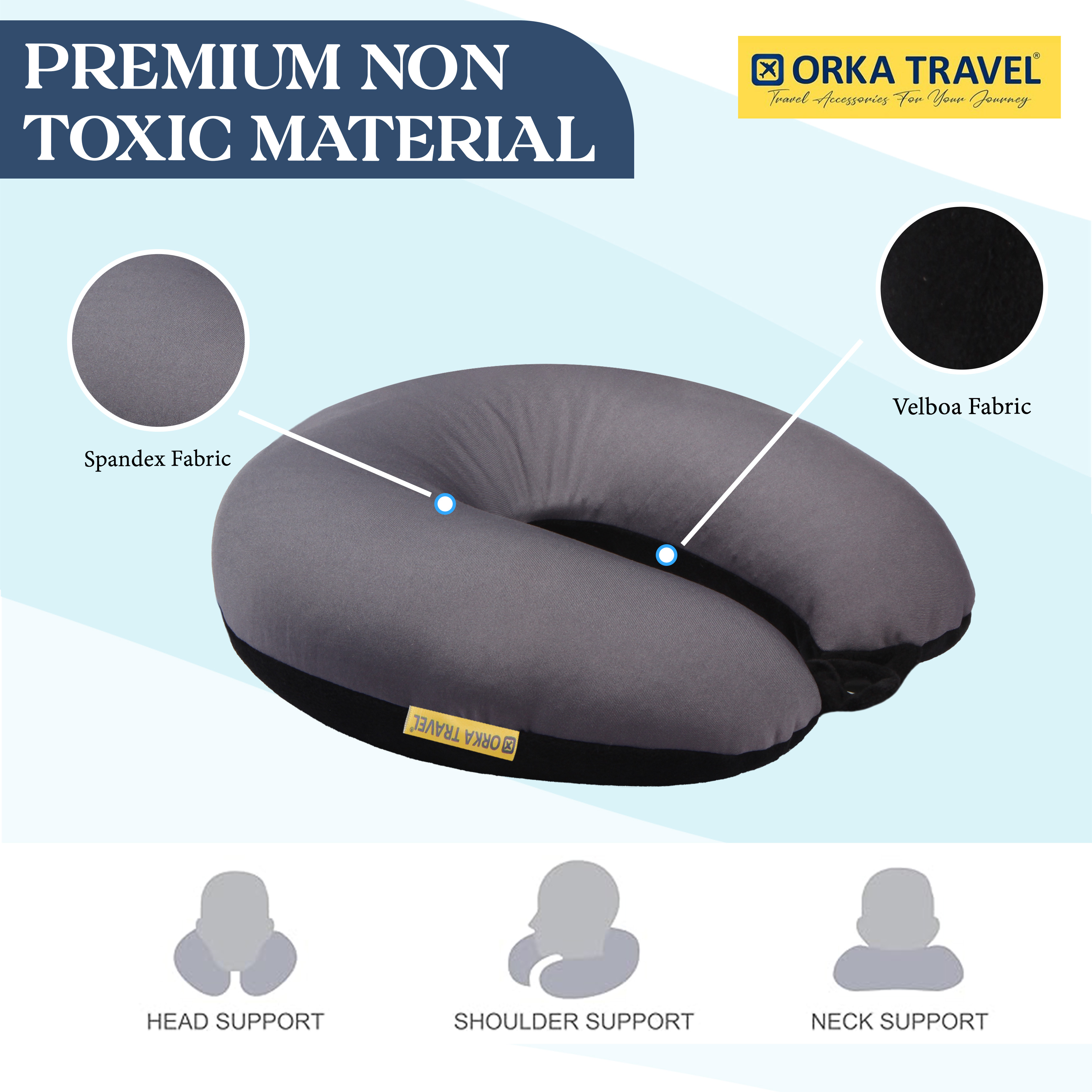 Orka Travel Solid Microbeads U Neck - Grey, Black