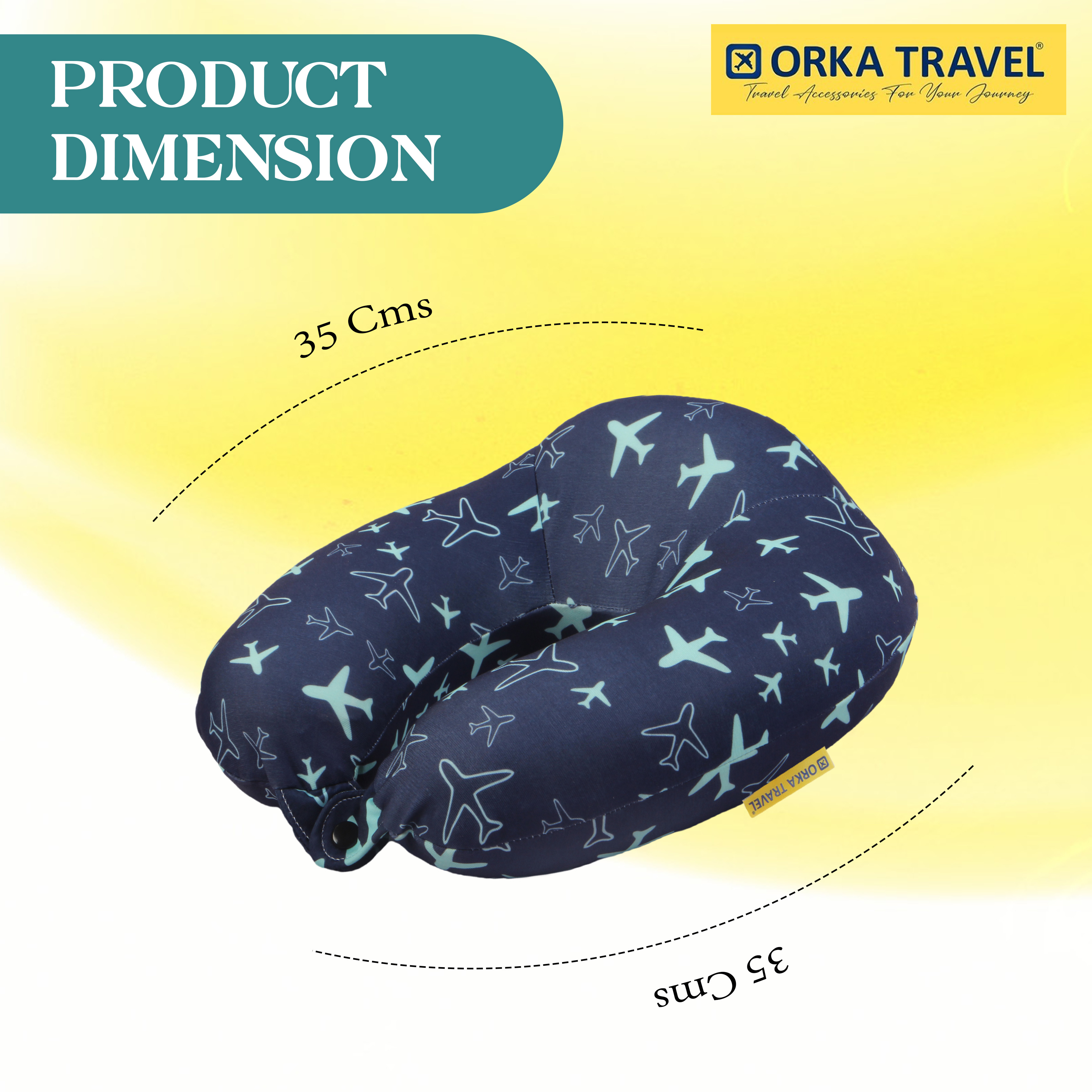 Orka Travel Digital Printed High Back Memory Foam U Neck - Planes view 2