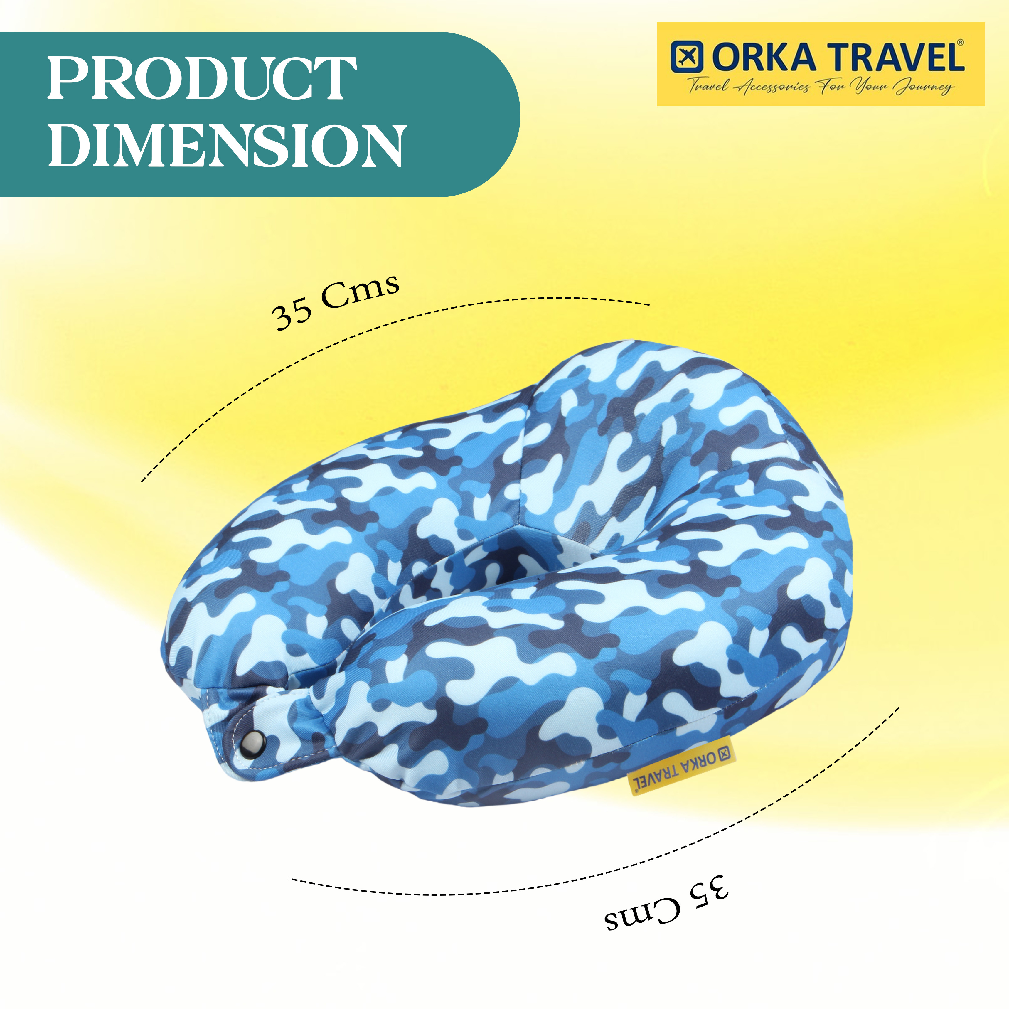 Orka Travel Digital Printed High Back Memory Foam U Neck - Camo Blue view 2