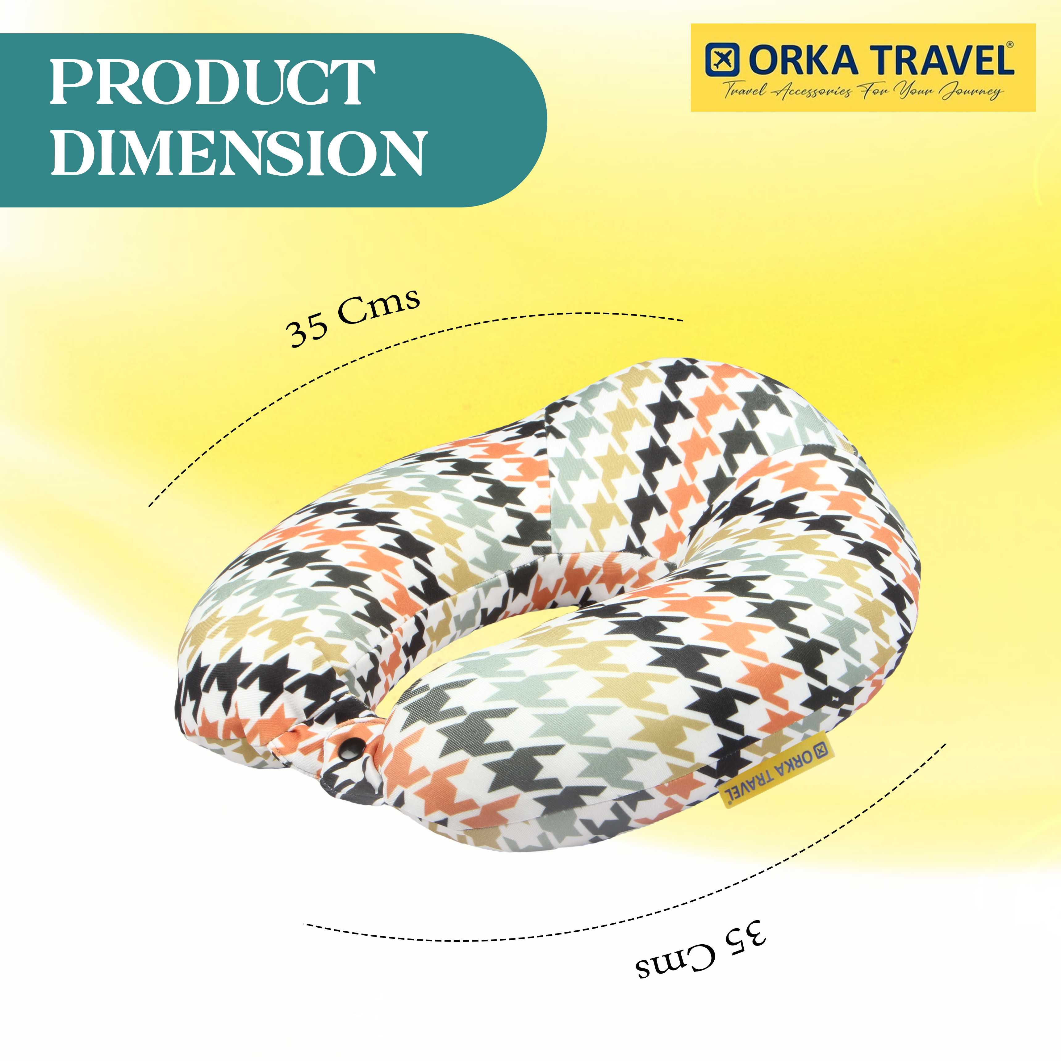 Orka Travel Digital Printed High Back Memory Foam U Neck - Houndstooth view 2