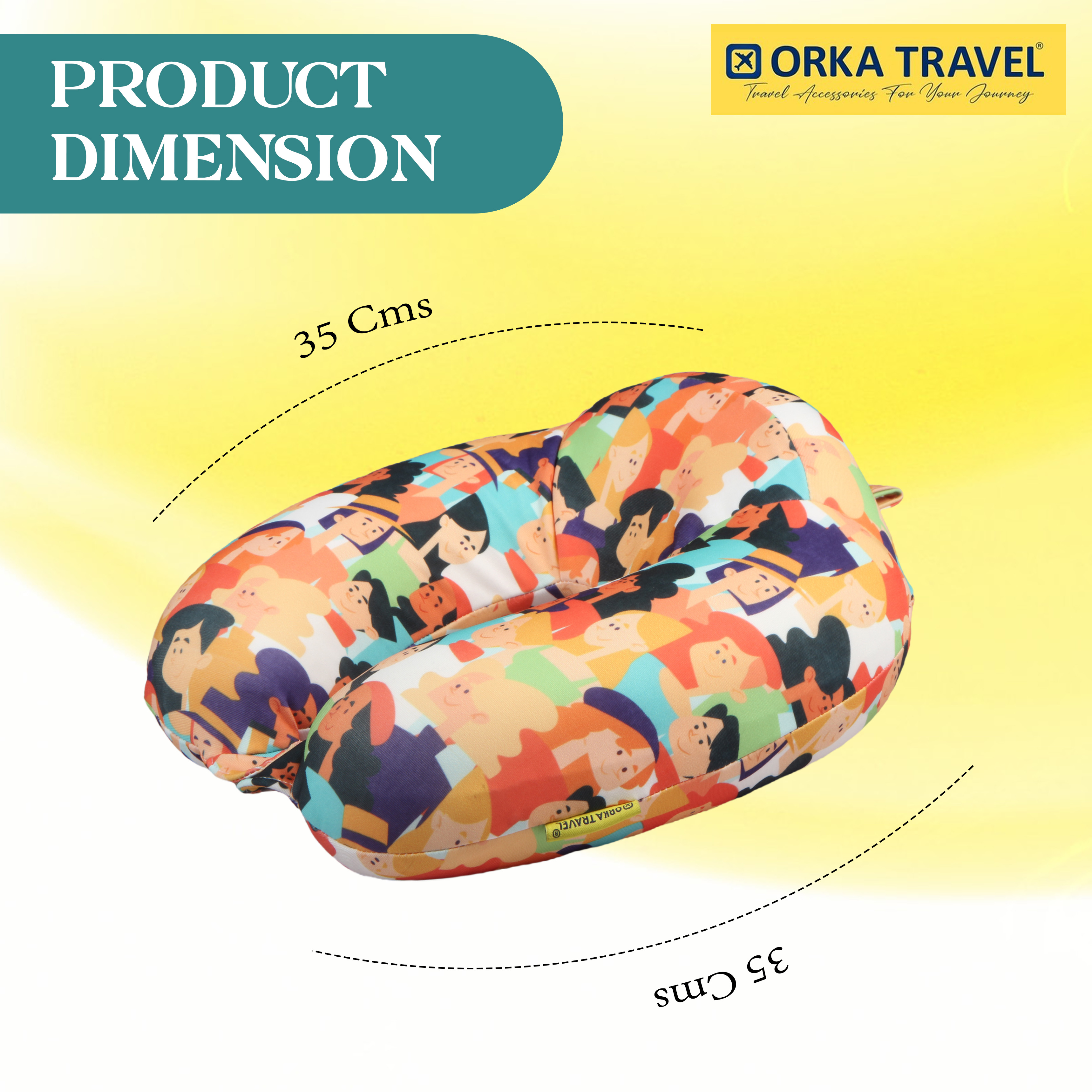 Orka Travel Digital Printed High Back Memory Foam U Neck - People view 2