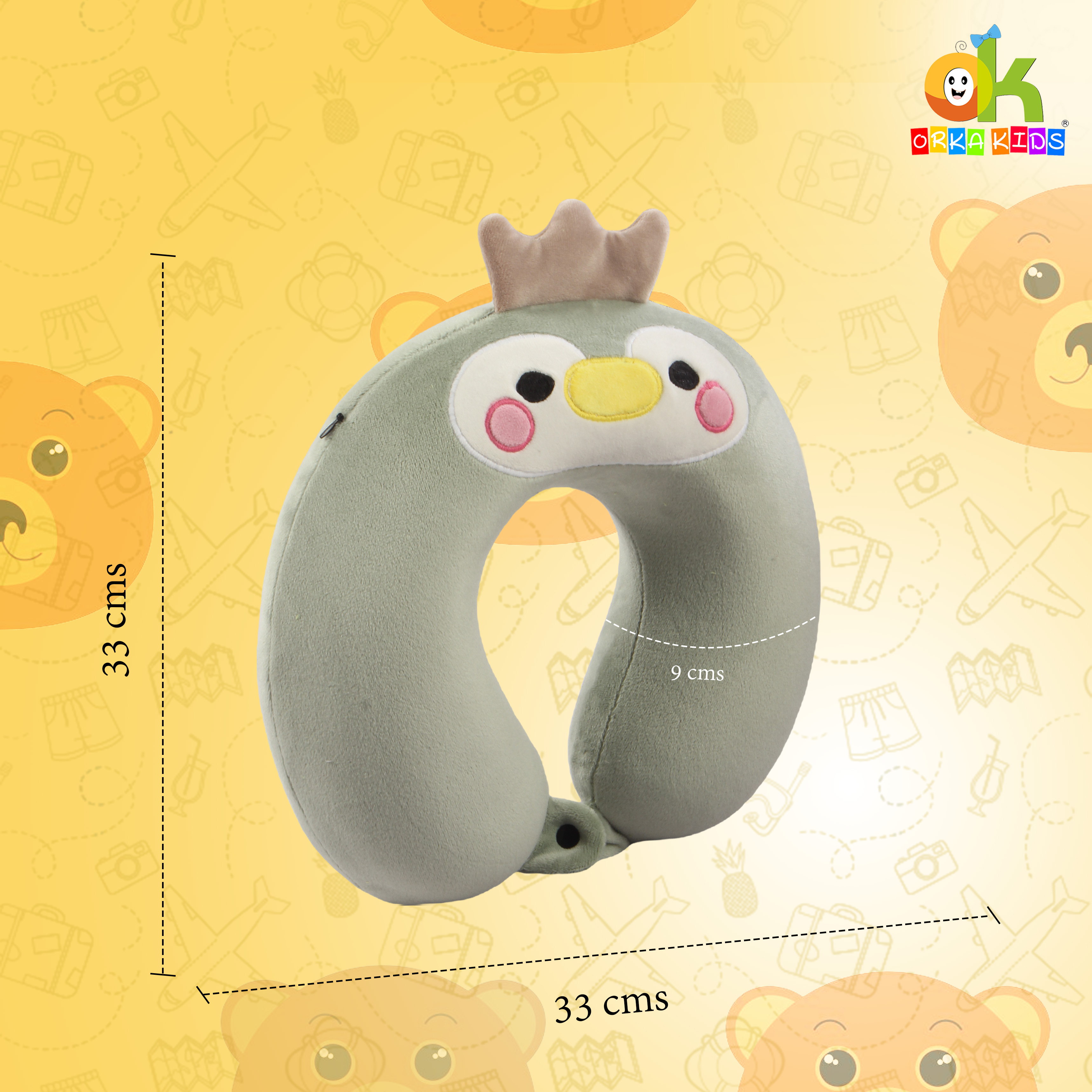 Orka Kids Embroidery Memory Foam U Neck - Light Green view 4