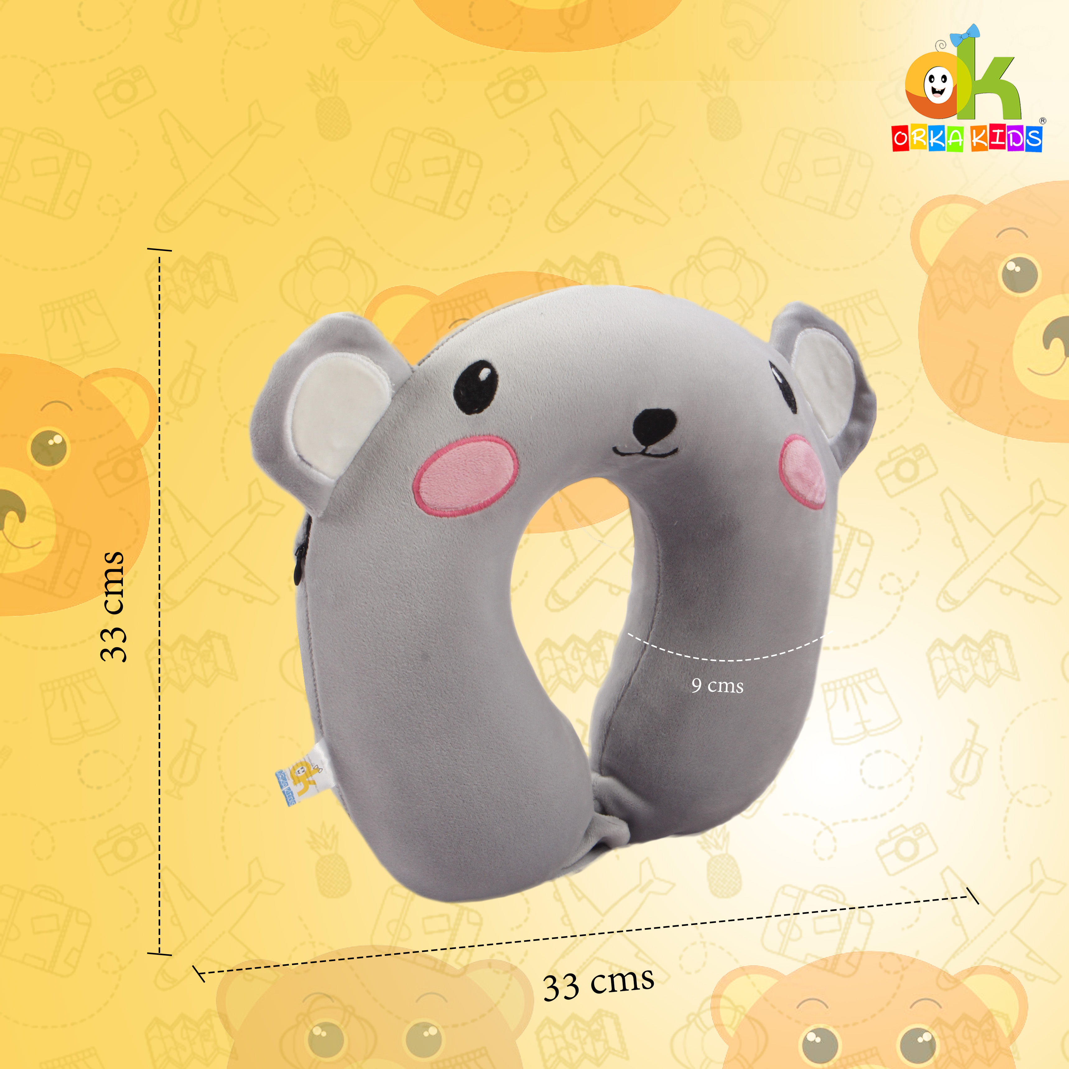 Orka Kids Embroidery Memory Foam U Neck - Grey1 view 3