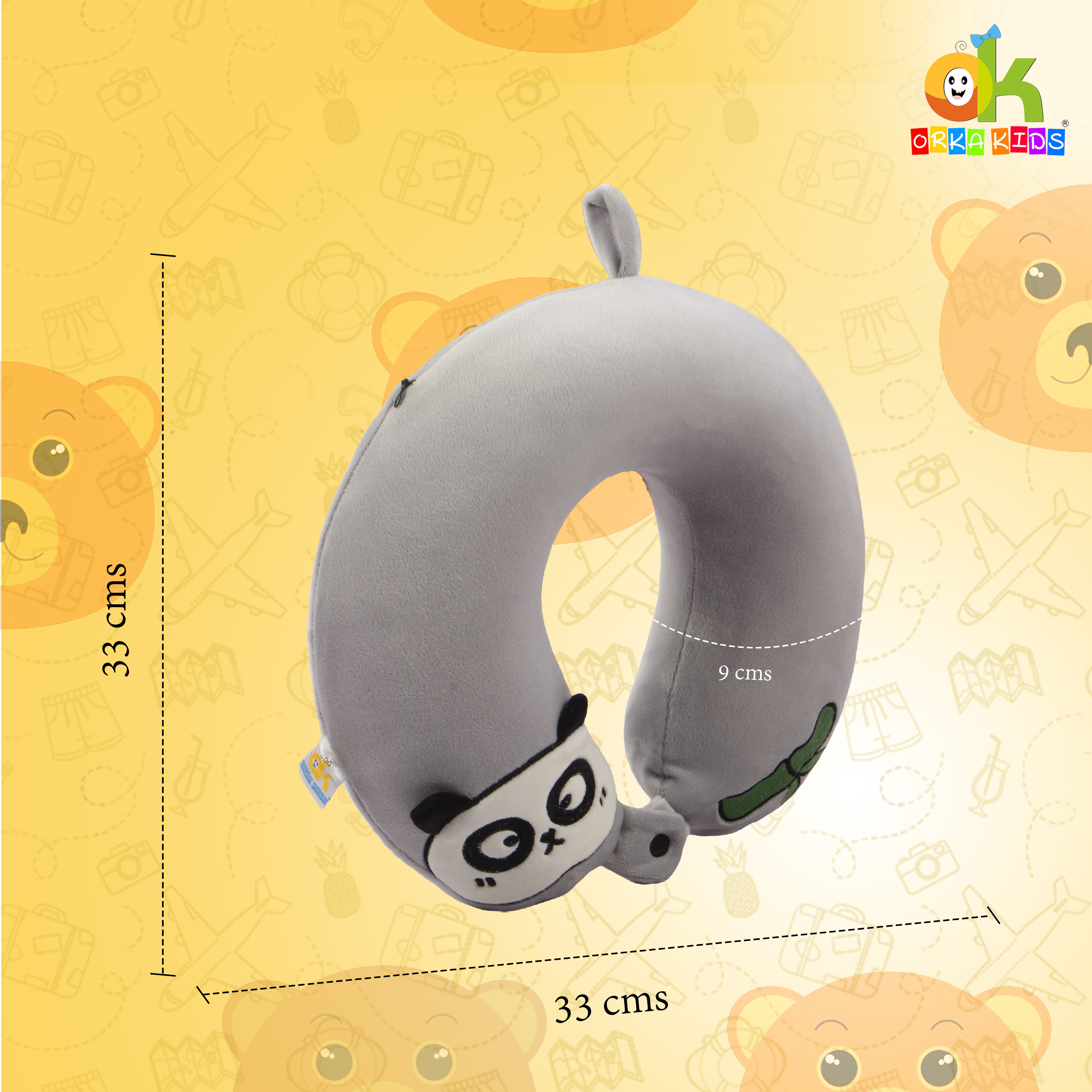 Orka Kids Embroidery Memory Foam U Neck - Grey view 4