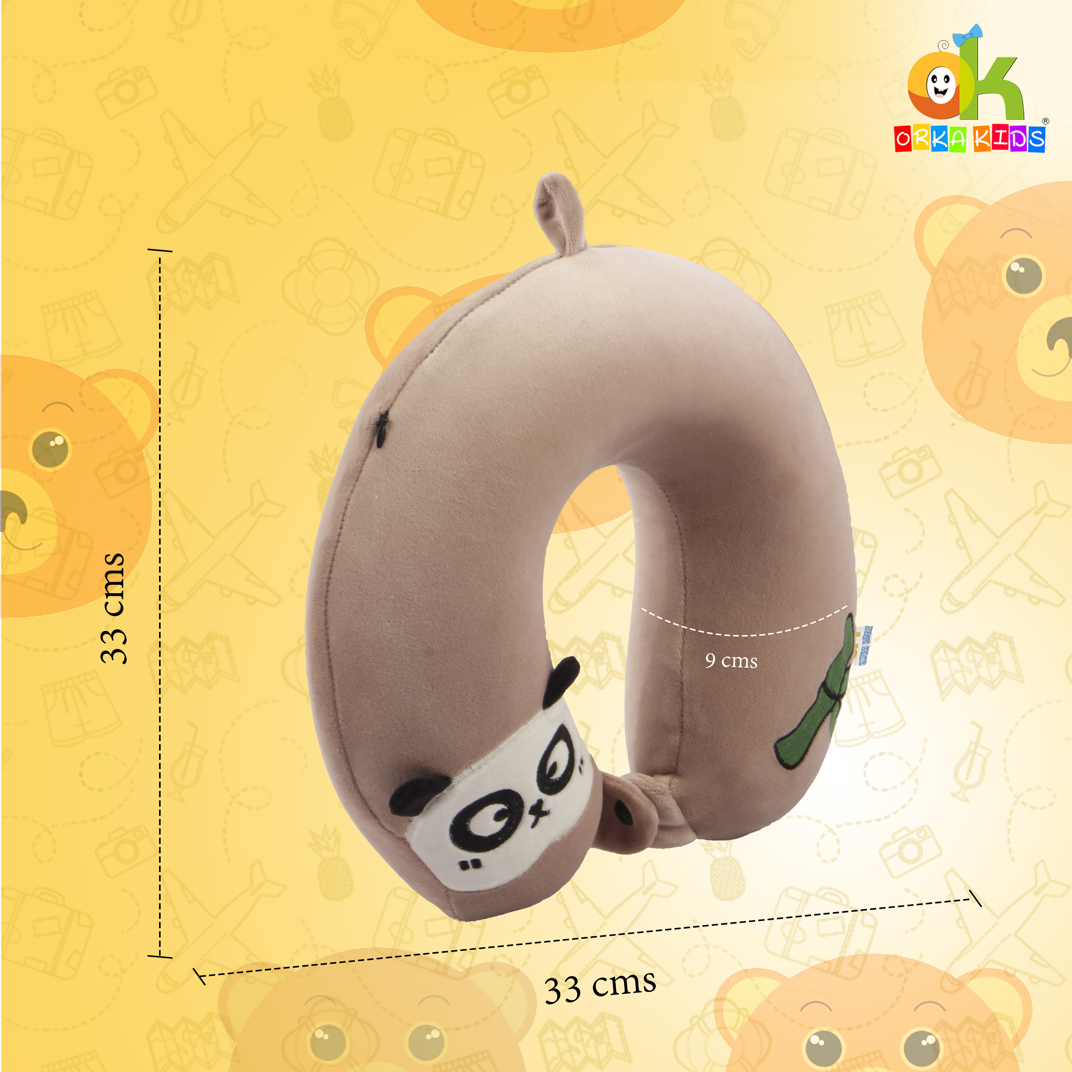Orka Kids Embroidery Memory Foam U Neck - Brown view 4