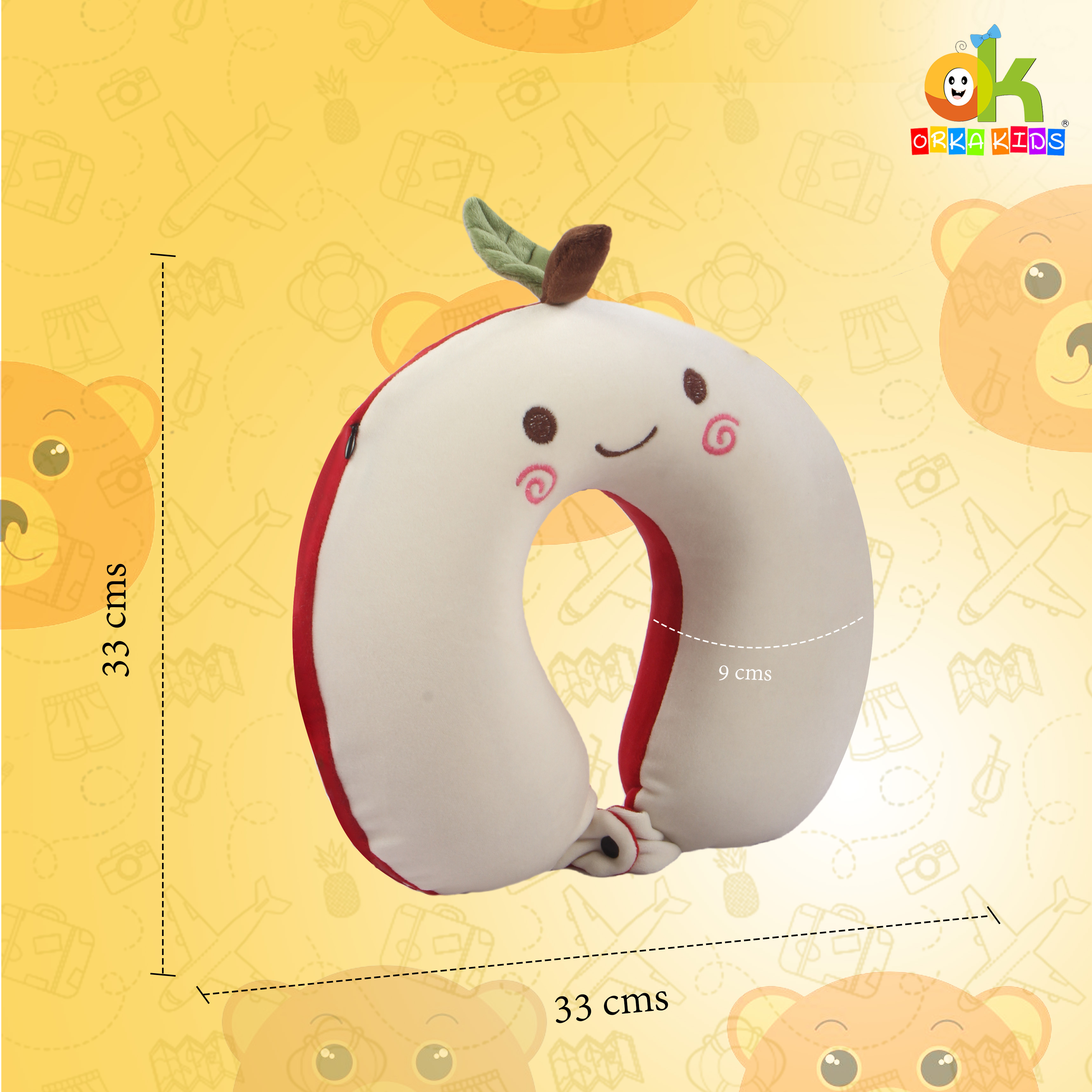 Orka Kids Embroidery Memory Foam U Neck - White view 4