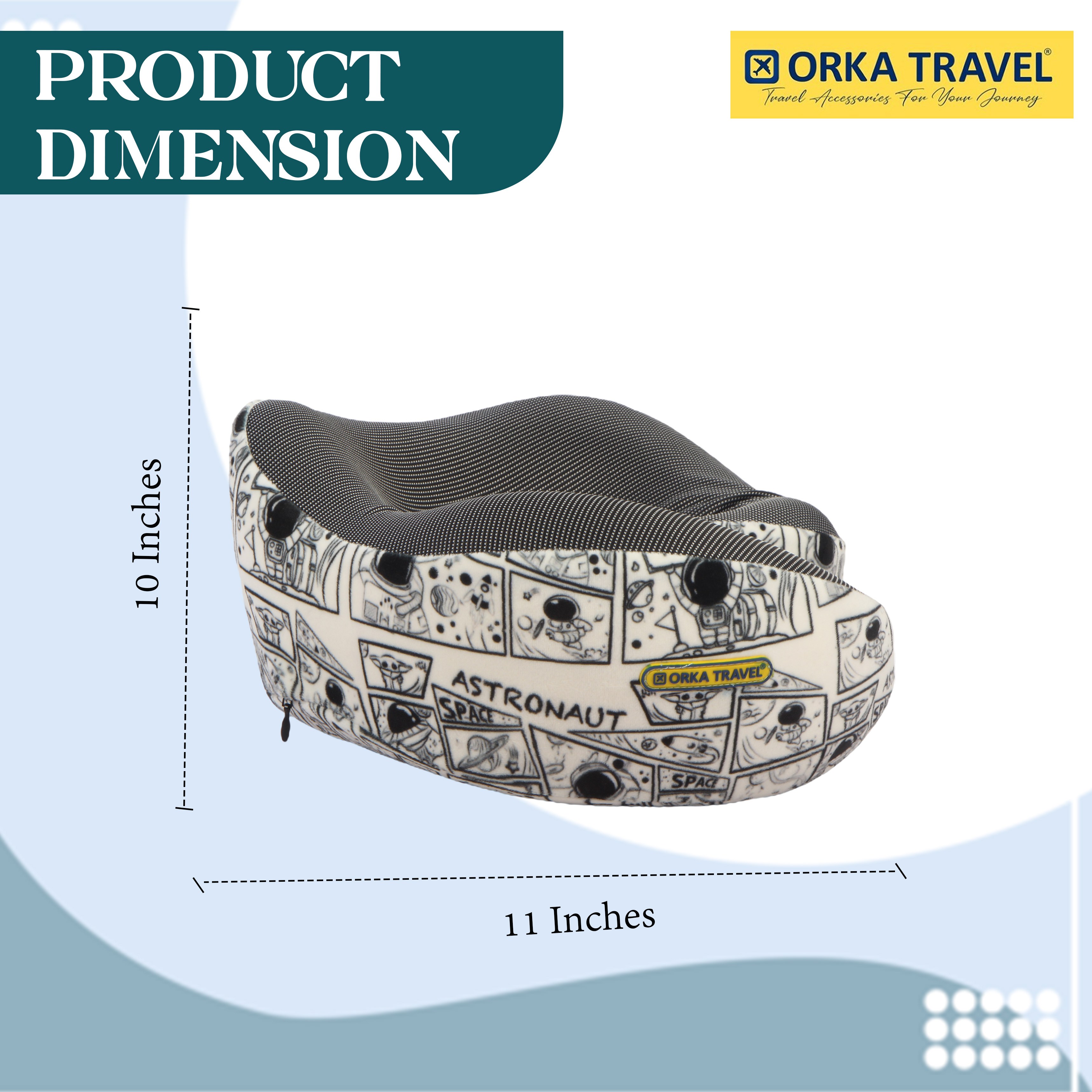 Orka Travel Cosmic 3 Adjustable Neck Buttons Memory Foam U Neck - Astronaut view 5