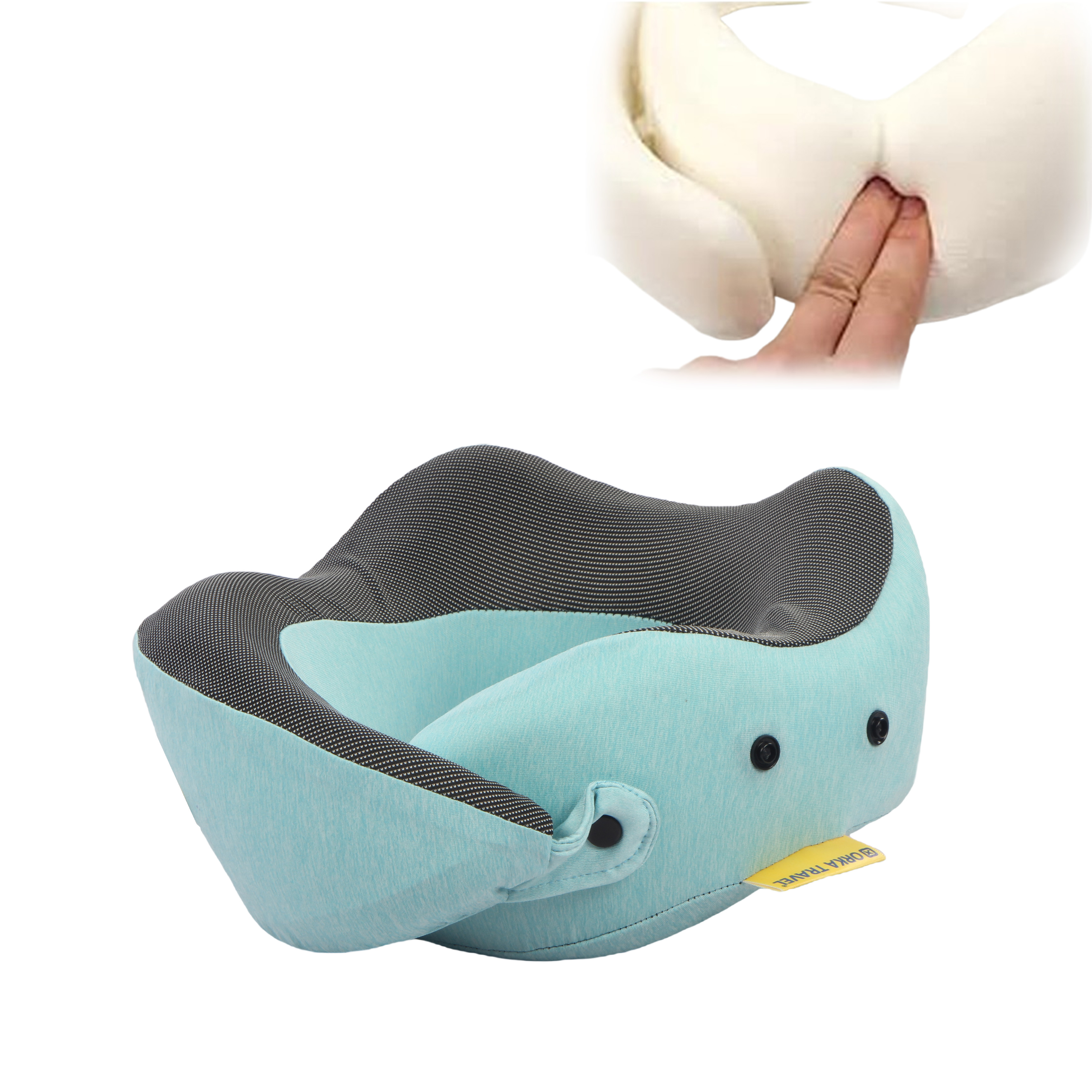 Orka Travel Cosmic 3 Adjustable Neck Buttons Memory Foam U Neck - Teal