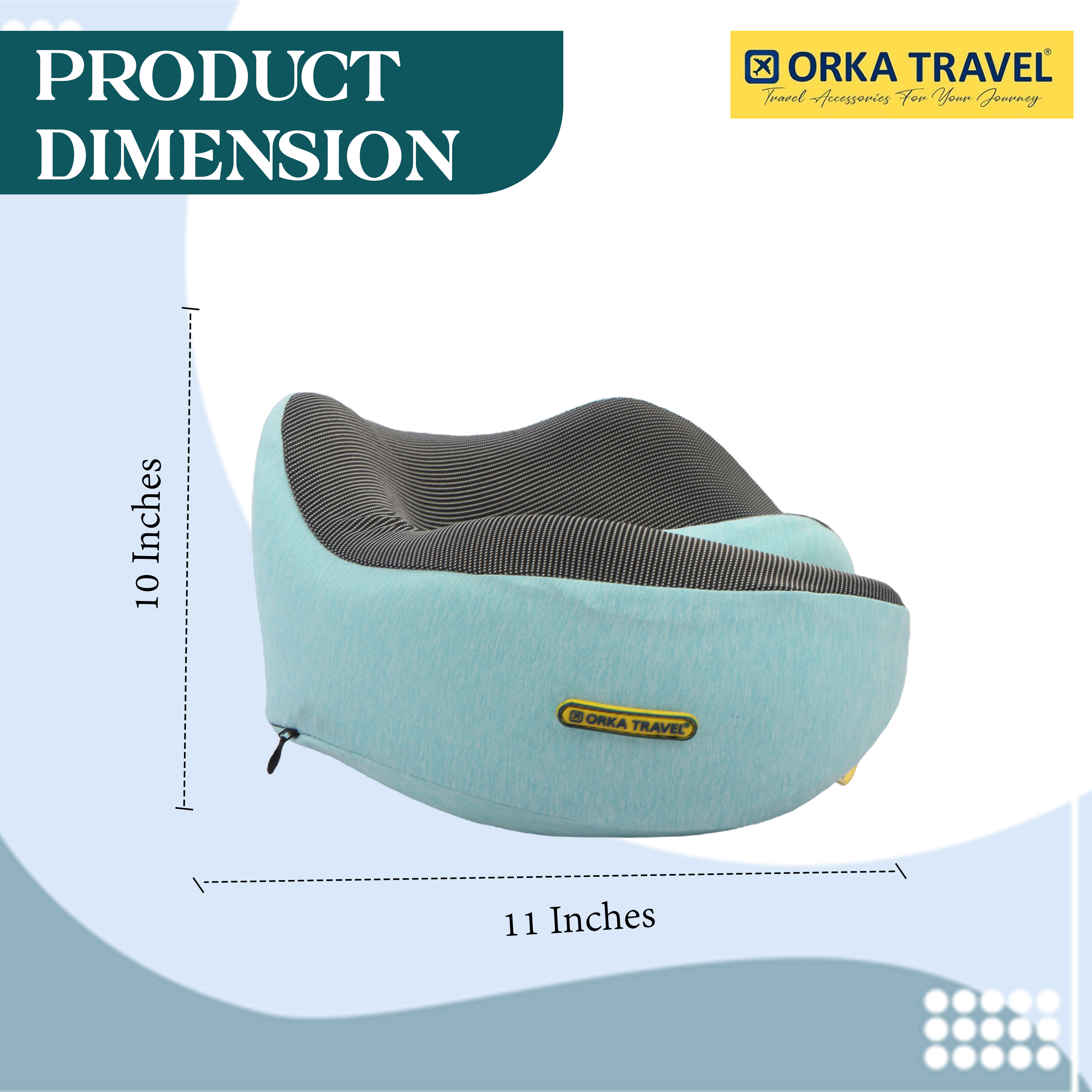 Orka Travel Cosmic 3 Adjustable Neck Buttons Memory Foam U Neck - Teal view 5