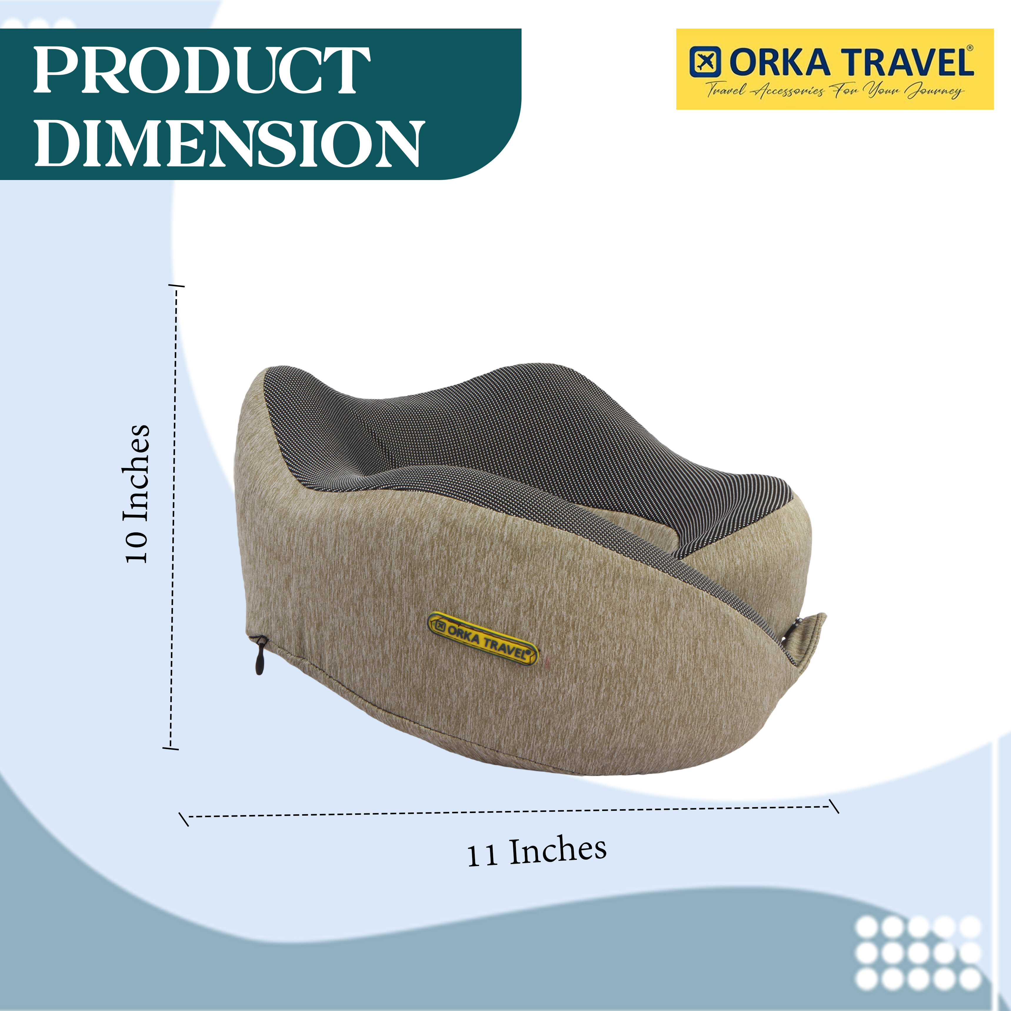 Orka Travel Cosmic 3 Adjustable Neck Buttons Memory Foam U Neck - Brown view 5